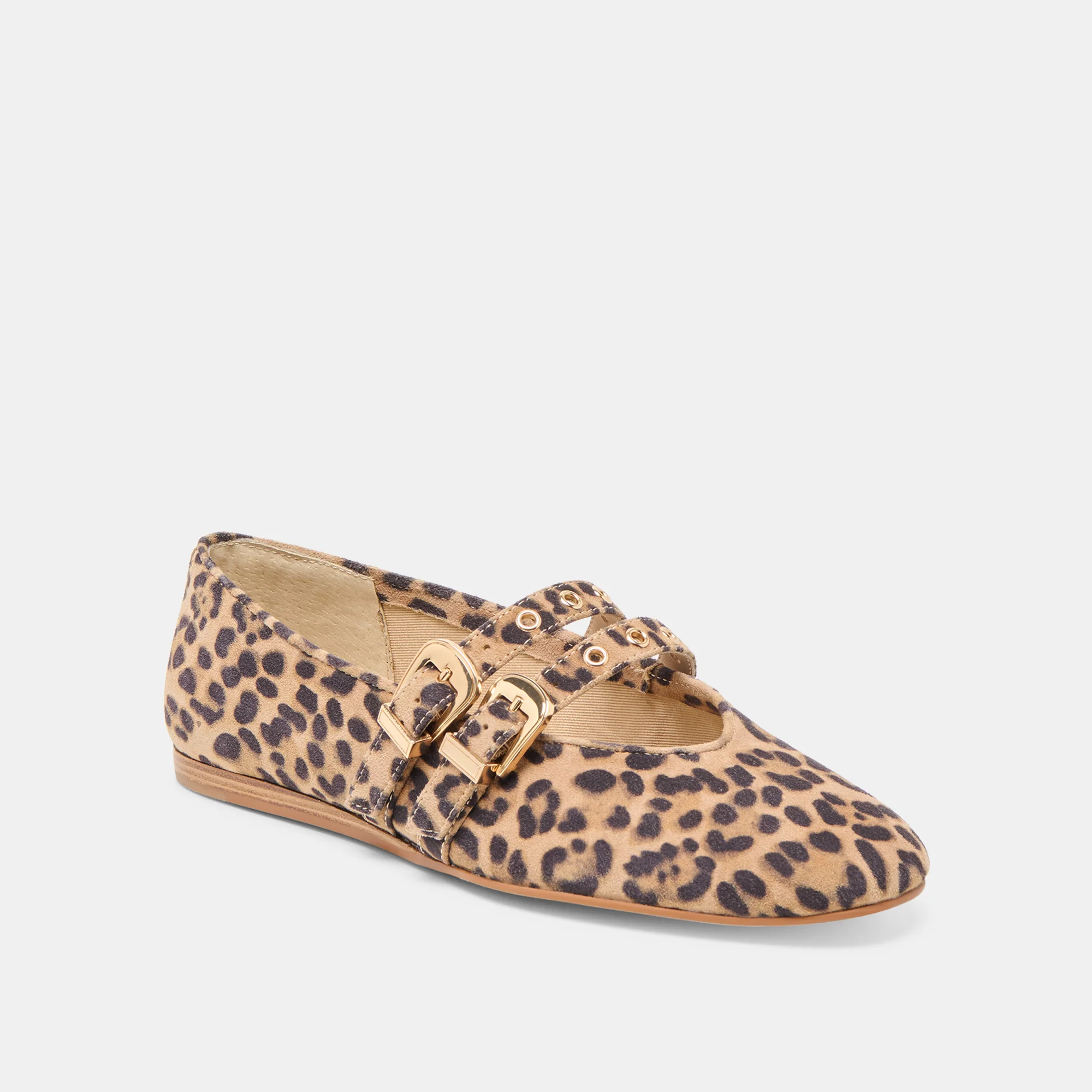 BAYLEE GROMMET BALLET FLATS DK LEOPARD PRINTED SUEDE - Image 3