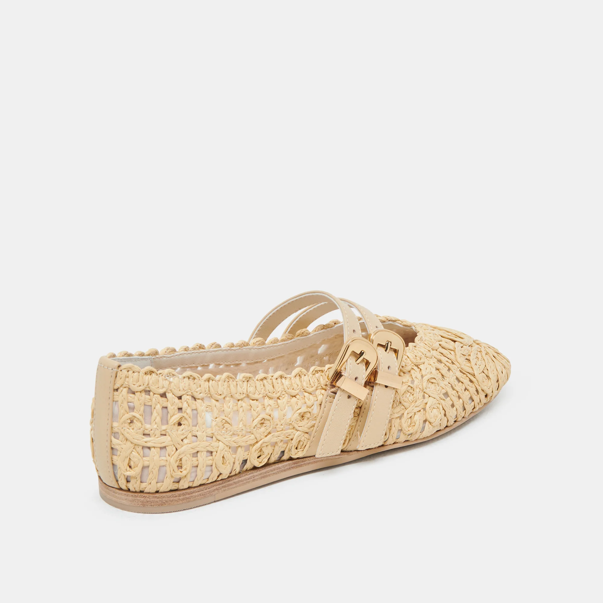 BAYLEE SUNFLOWER WIDE BALLET FLATS LT NATURAL MACRAME - Image 3