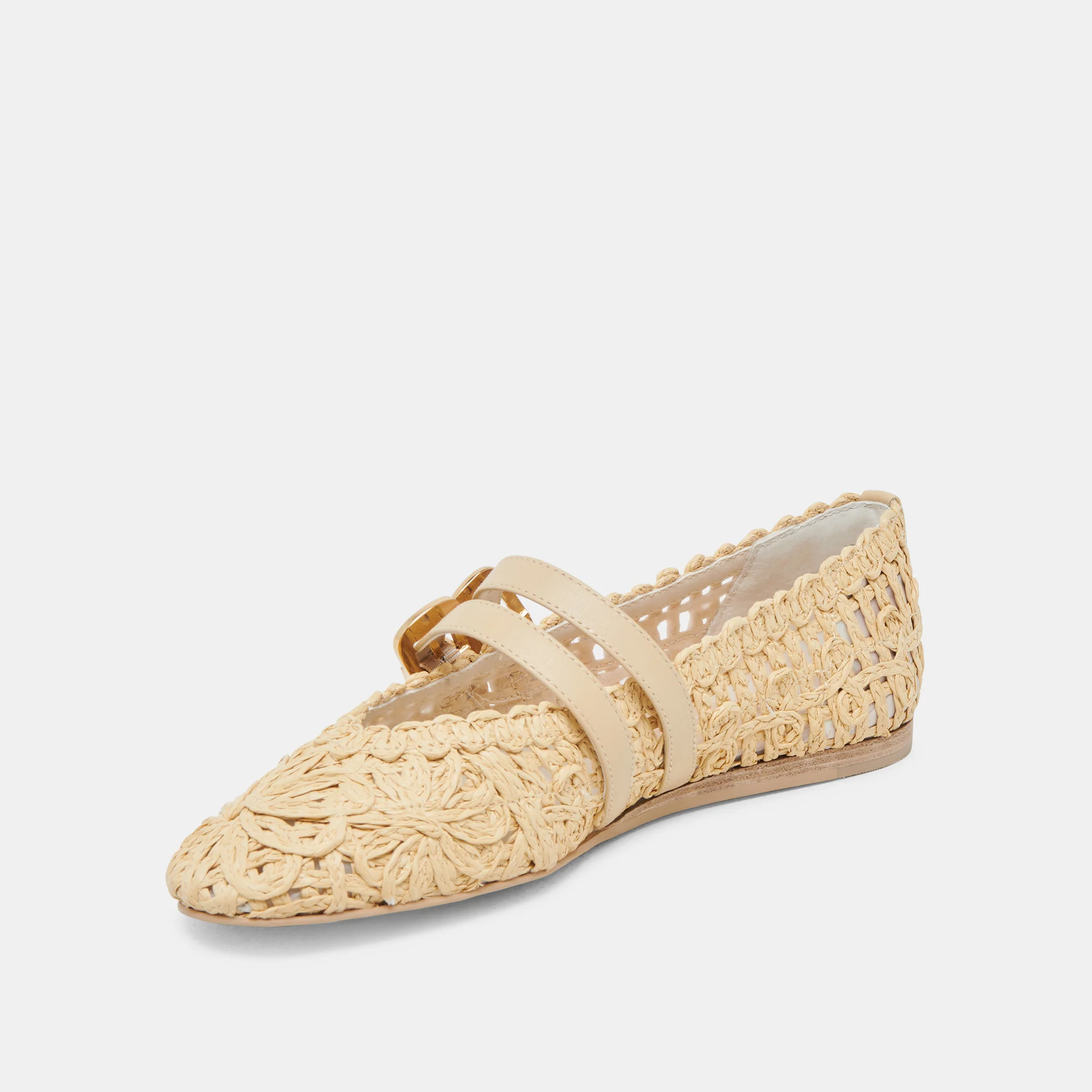 BAYLEE SUNFLOWER WIDE BALLET FLATS LT NATURAL MACRAME - Image 4