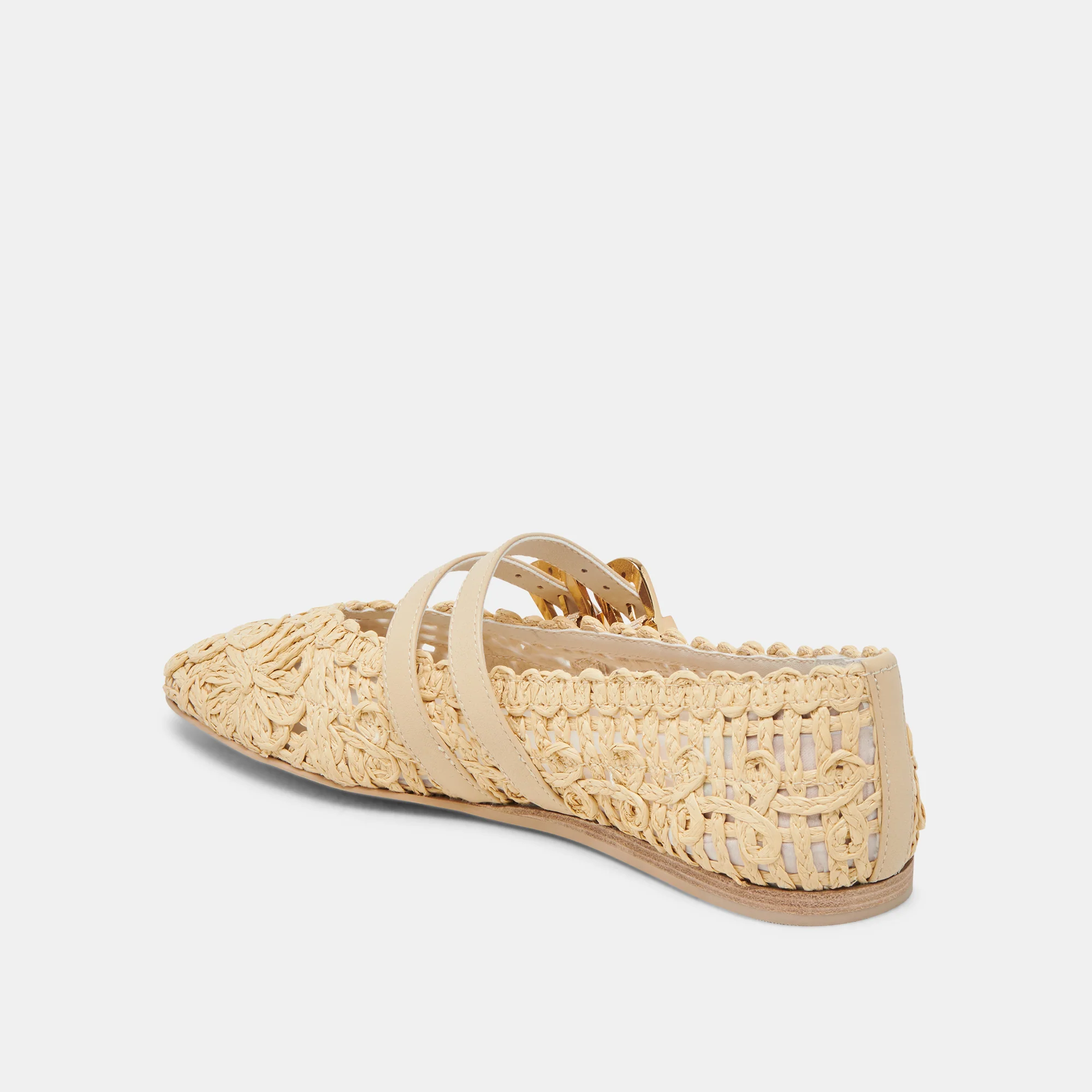 BAYLEE SUNFLOWER WIDE BALLET FLATS LT NATURAL MACRAME - Image 5