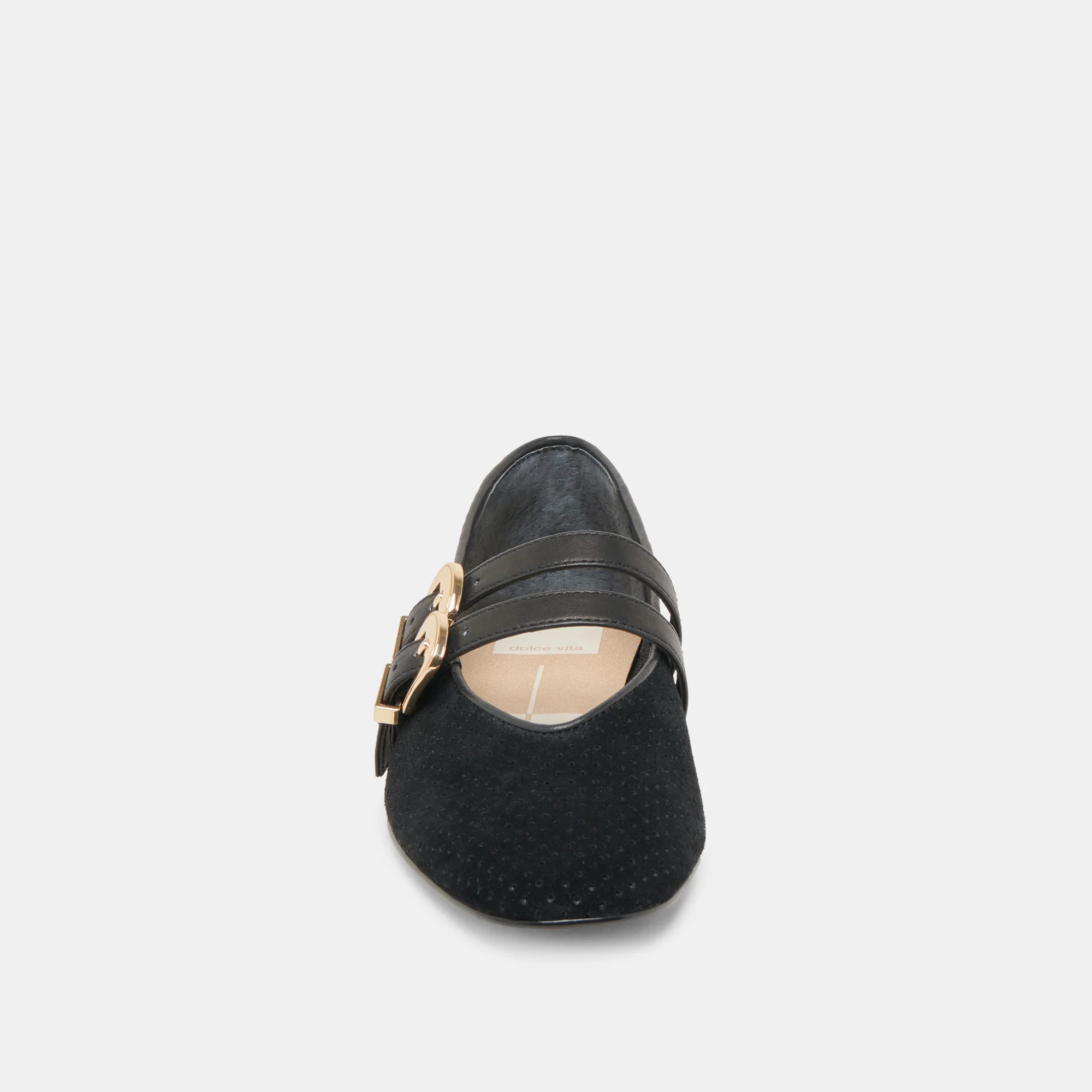 BAYLEE WIDE BALLET FLATS ONYX PERFORATED SUEDE - Image 6