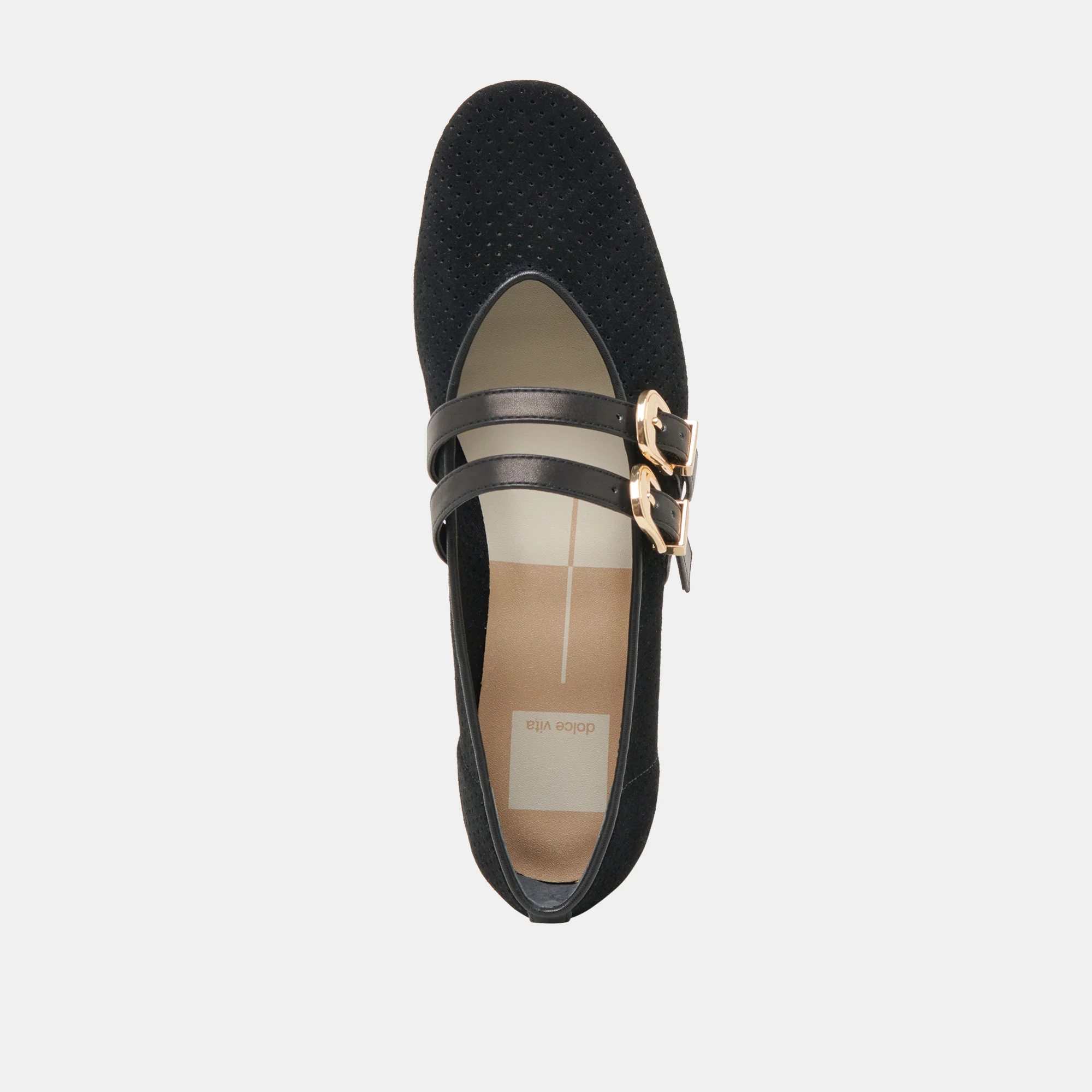 BAYLEE WIDE BALLET FLATS ONYX PERFORATED SUEDE - Image 8