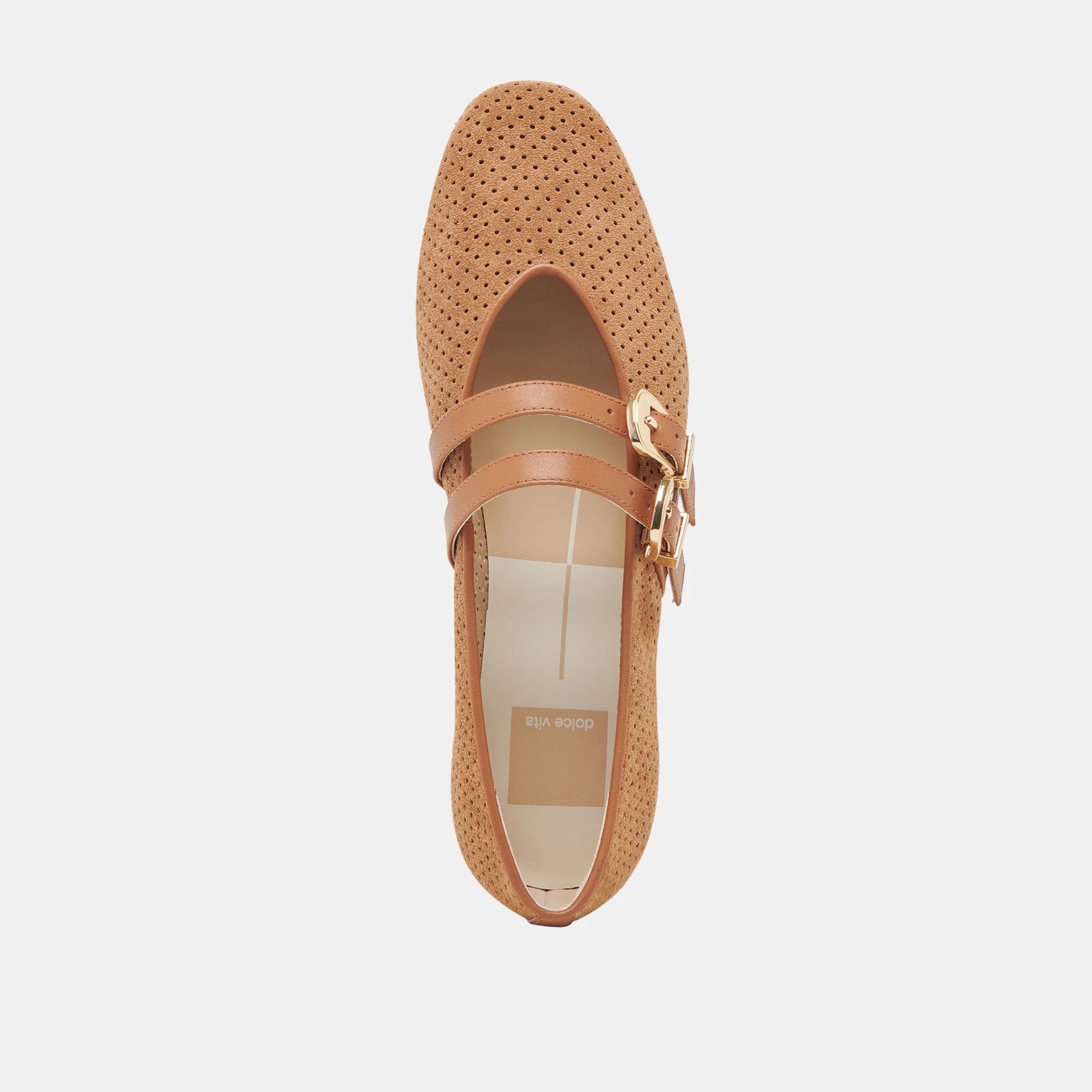 BAYLEE WIDE BALLETS FLATS PECAN PERFORATED SUEDE - Image 8