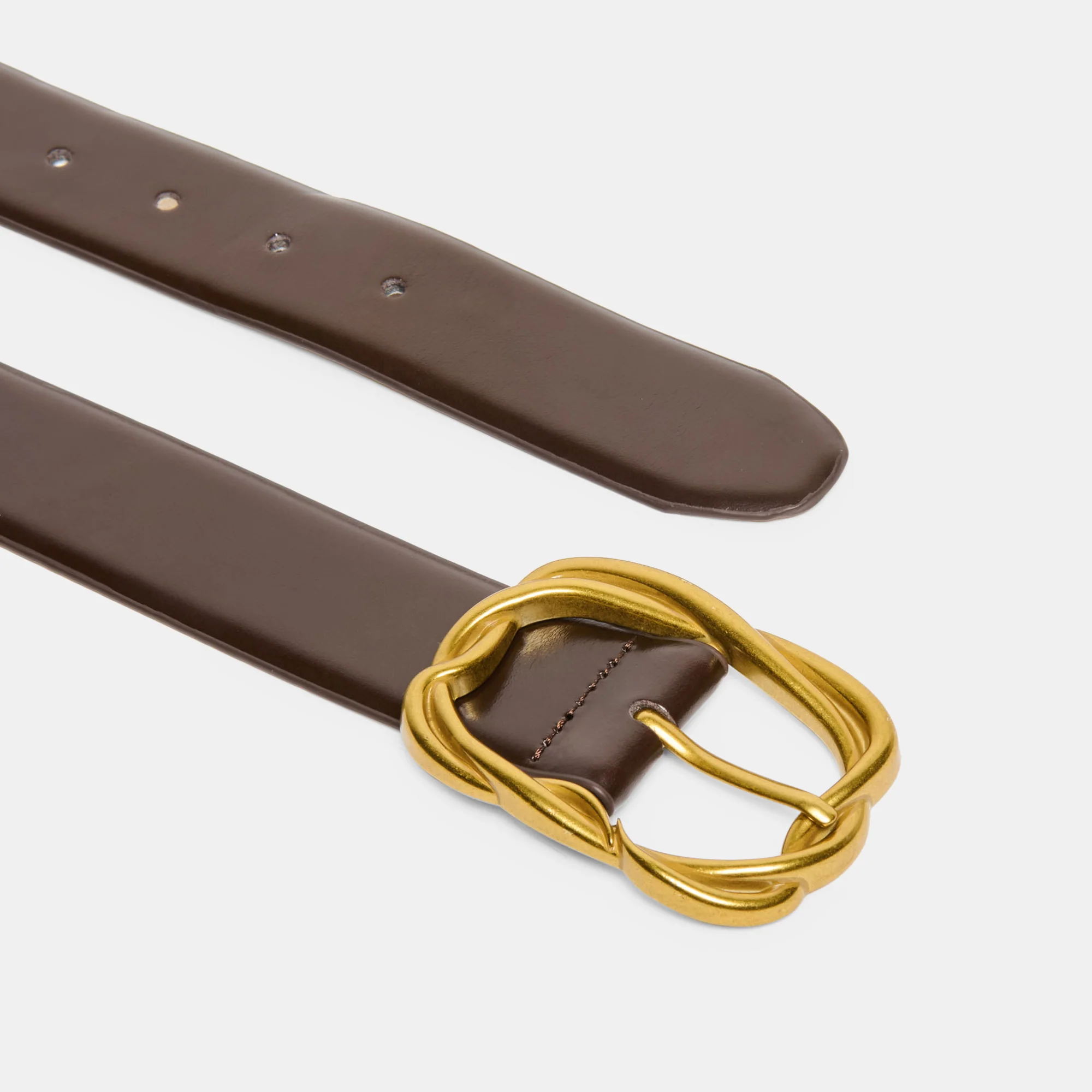 BRAIDED BUCKLE BELT MAHOGANY GOLD - Image 3