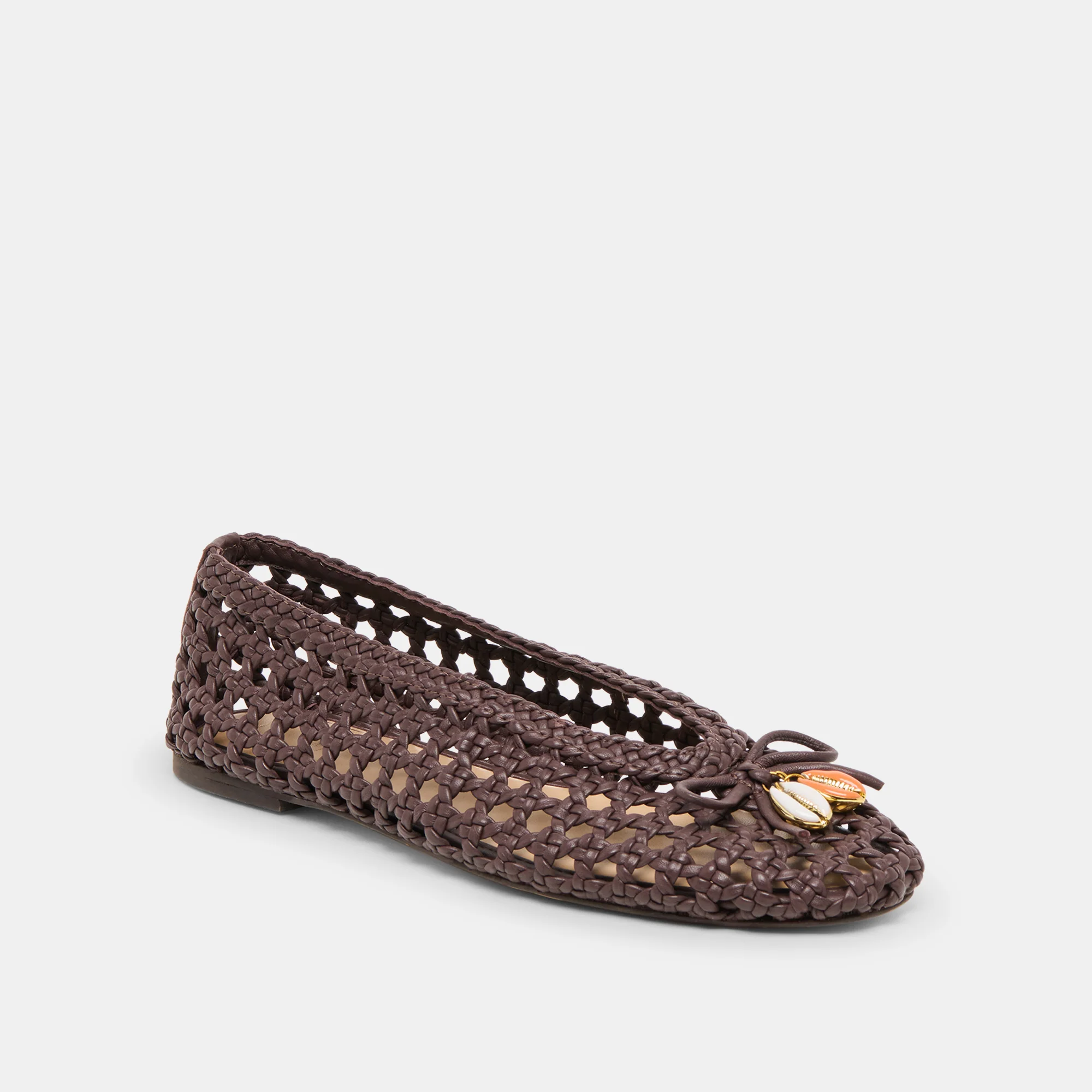 CASON BALLET FLATS DK BROWN WOVEN LEATHER - Image 3