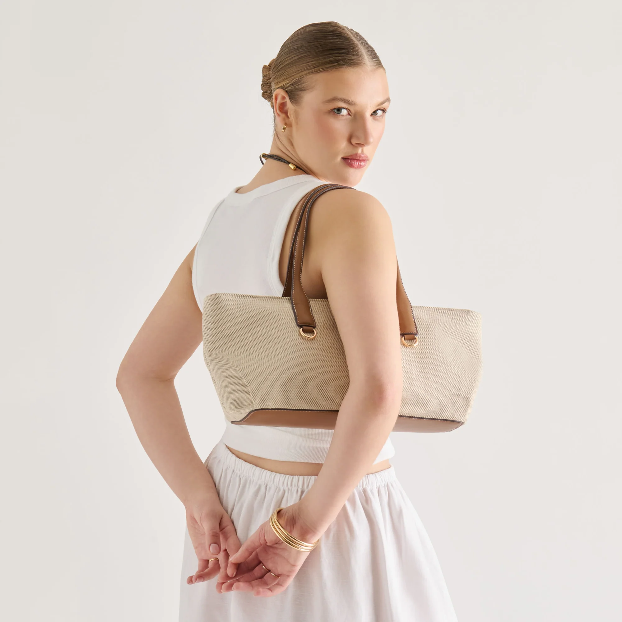 CLARINA SHOULDER BAG NATURAL CANVAS - Image 2