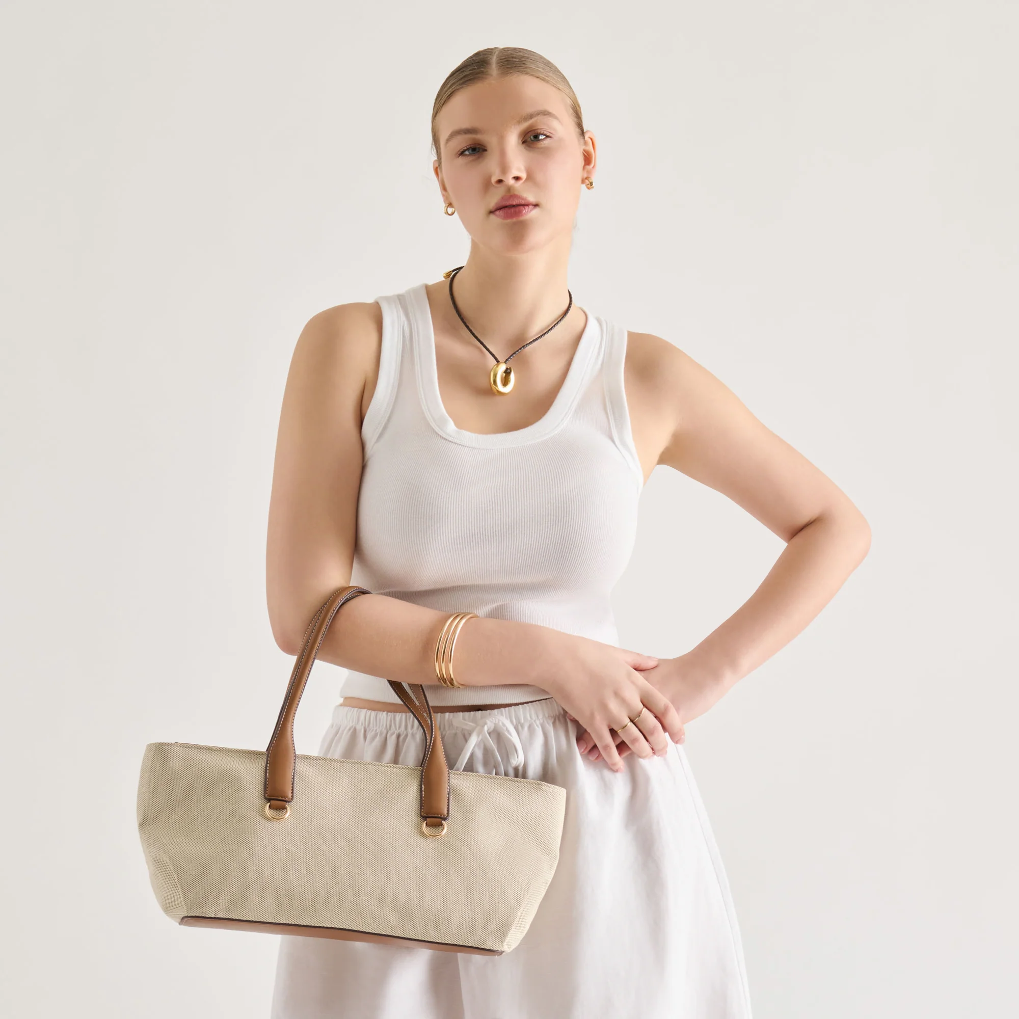 CLARINA SHOULDER BAG NATURAL CANVAS - Image 4
