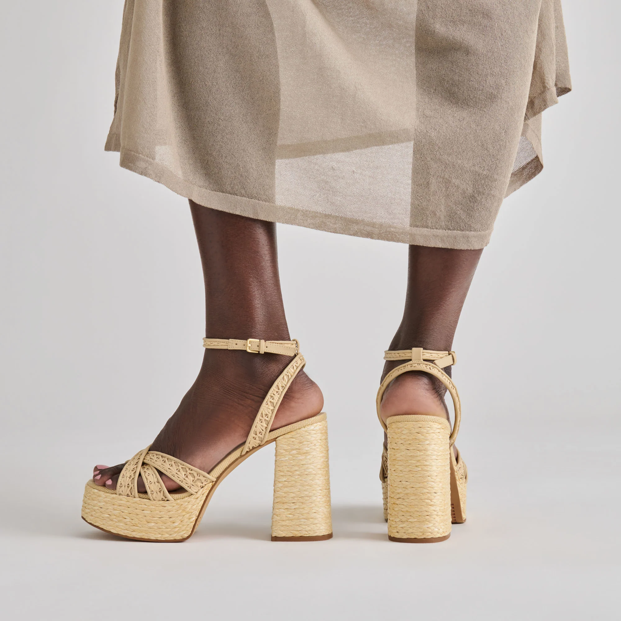 DANILA HEELS LT NATURAL CROSS HATCH RAFFIA - Image 2