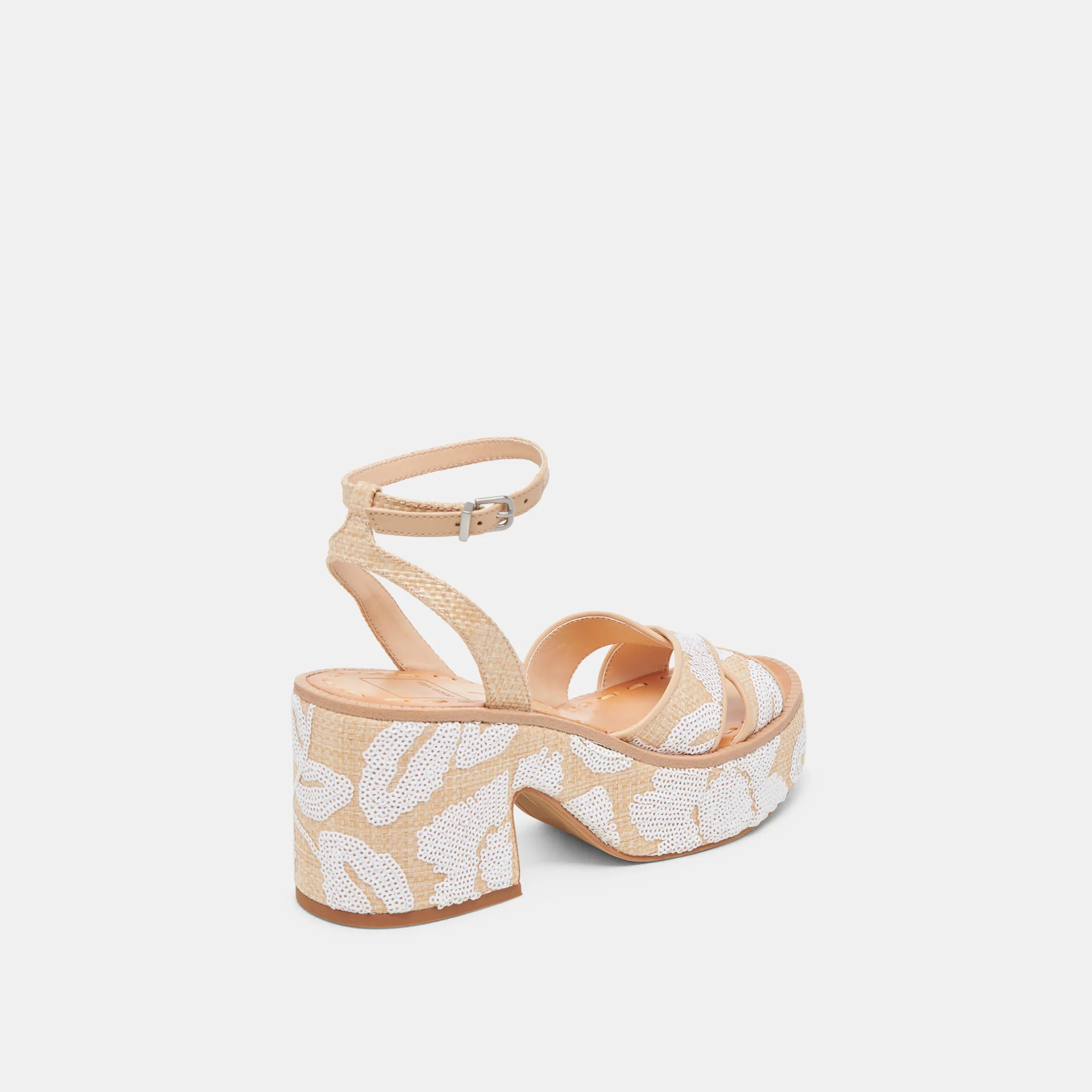 ENIKO HEELS NATURAL MULTI FLORAL SEQUIN - Image 3