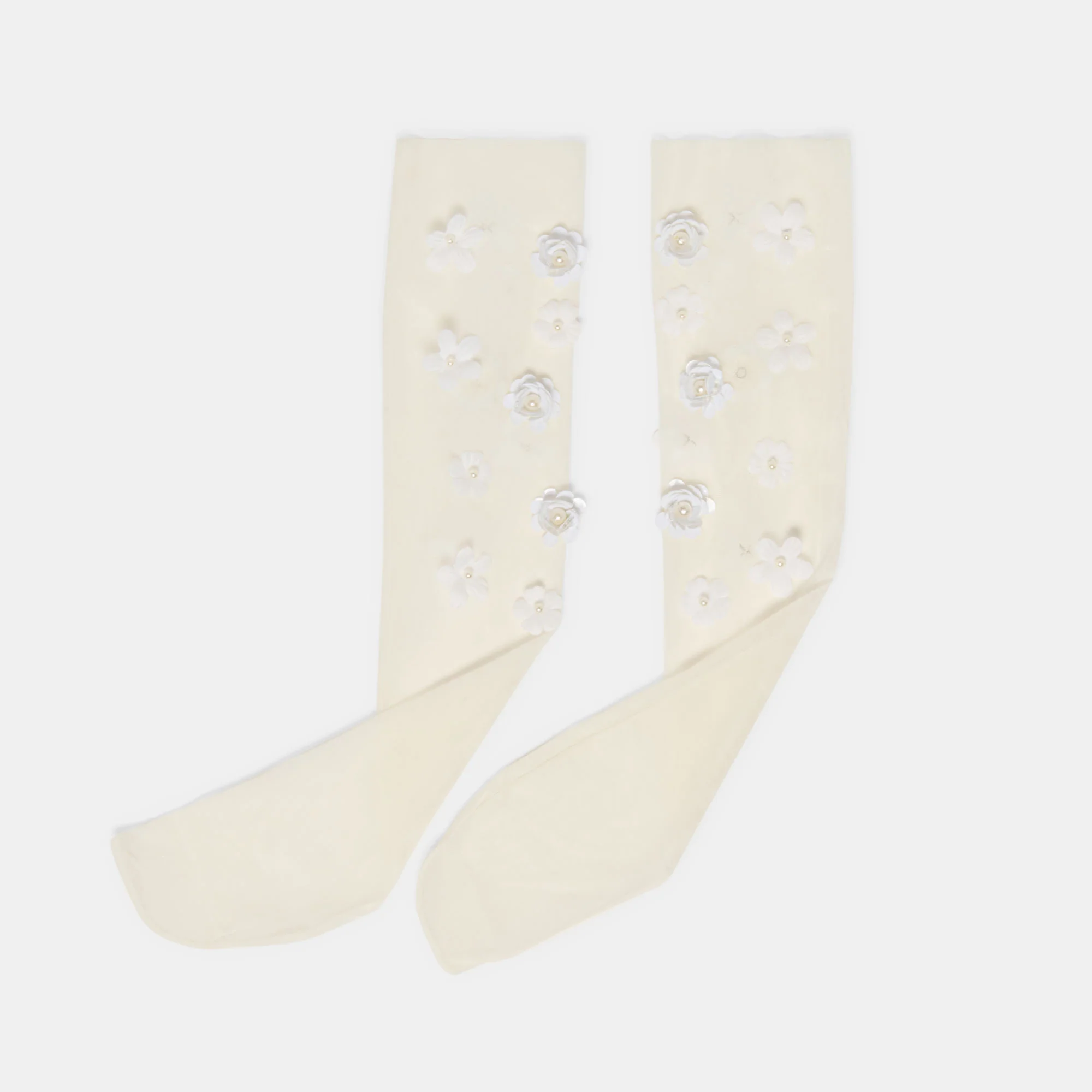 FLORAL CHIFFON SLOUCH SOCKS WHITE - Image 3