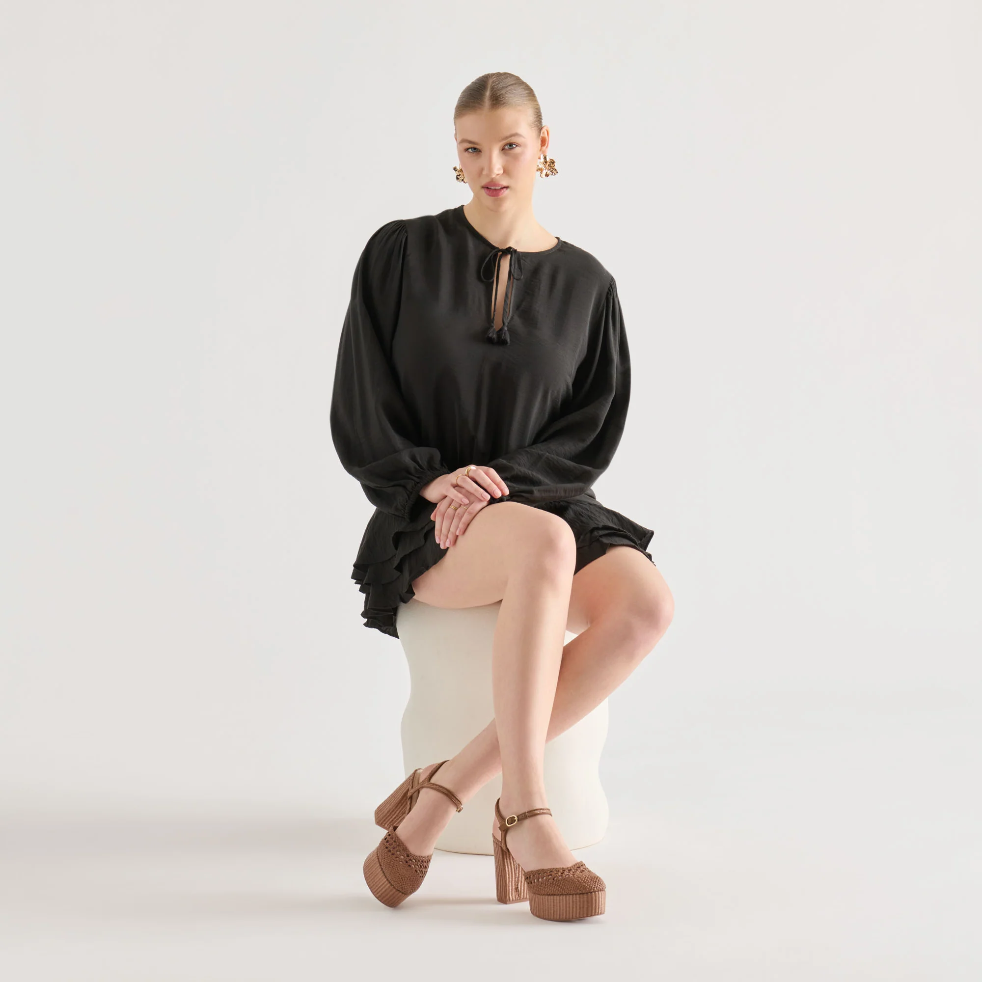 GERO HEELS MID BROWN WOVEN RAFFIA - Image 4