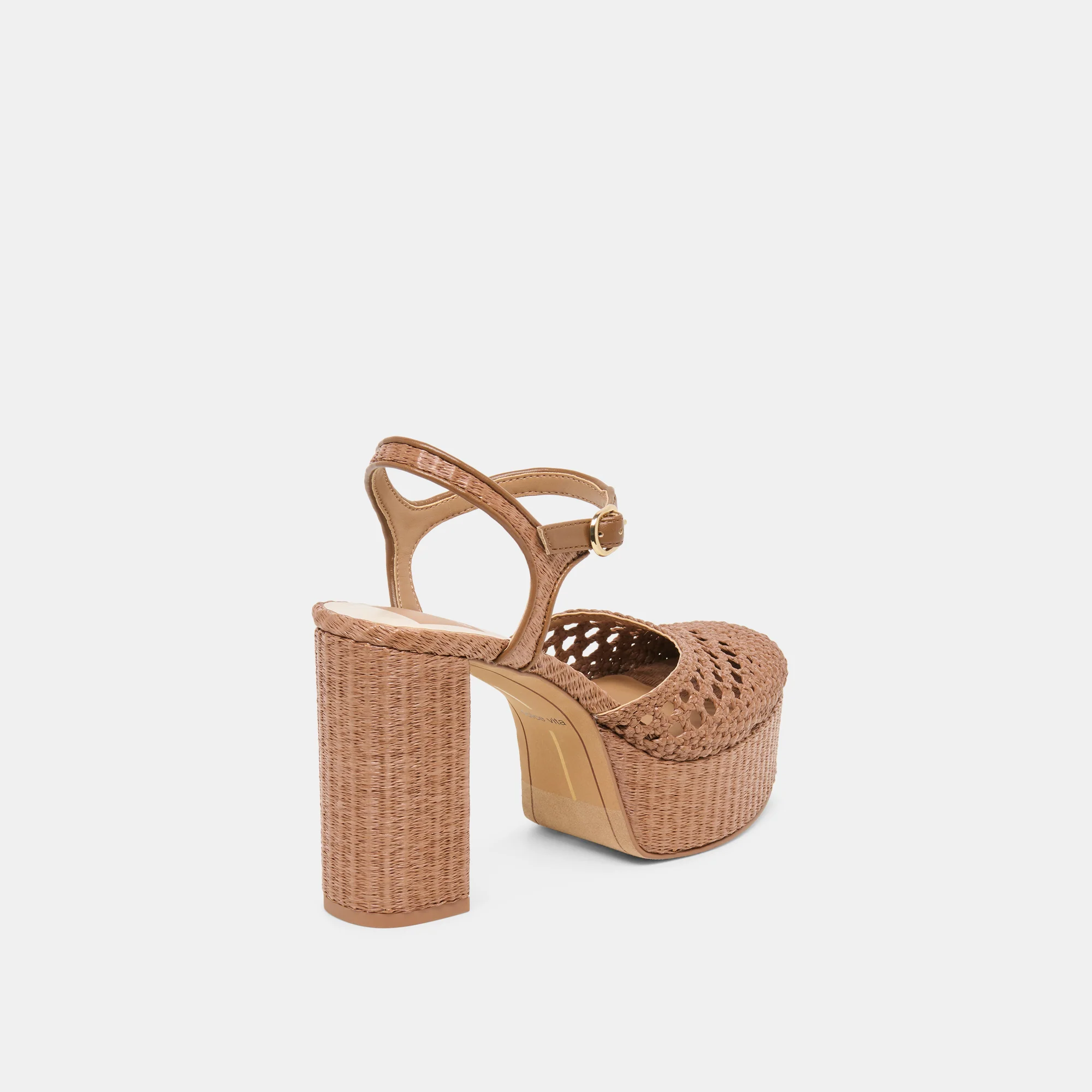 GERO HEELS MID BROWN WOVEN RAFFIA - Image 5