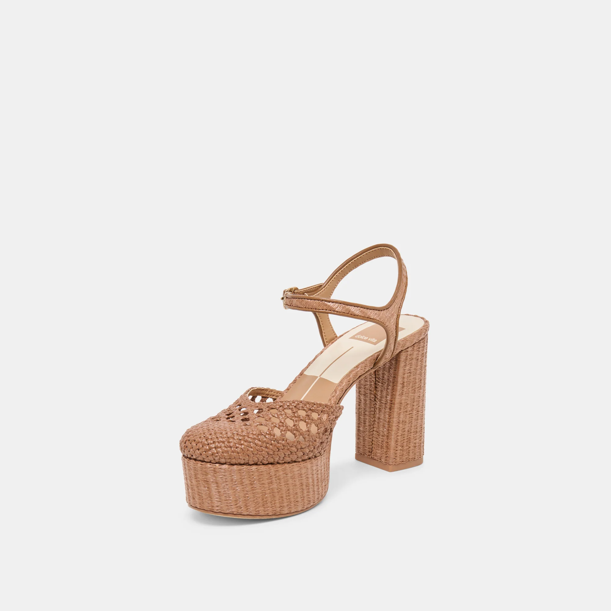 GERO HEELS MID BROWN WOVEN RAFFIA - Image 6