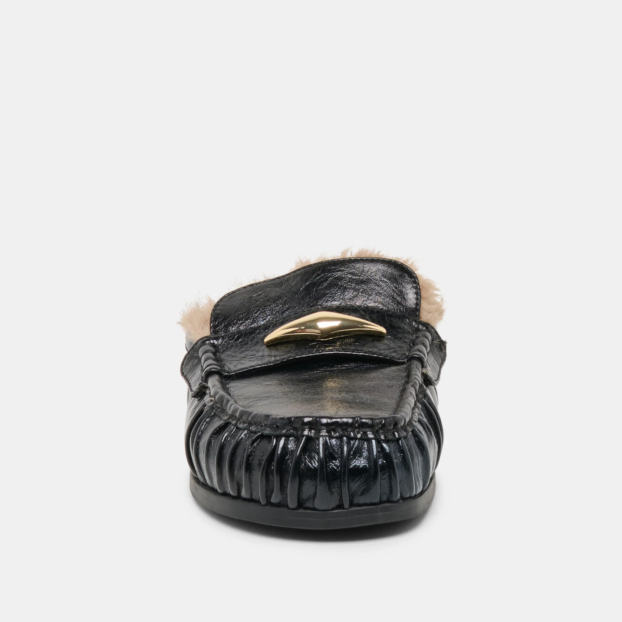 JODERO PLUSH FLATS BLACK LEATHER - Image 9