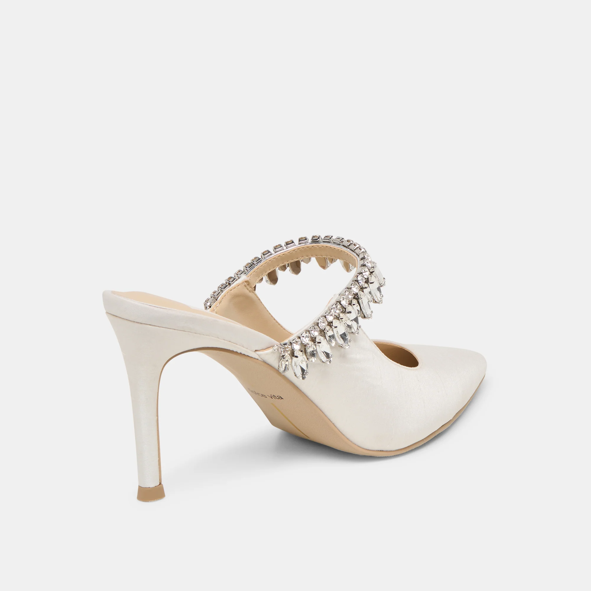 KELI CRYSTAL HEELS WHITE SATIN - Image 5
