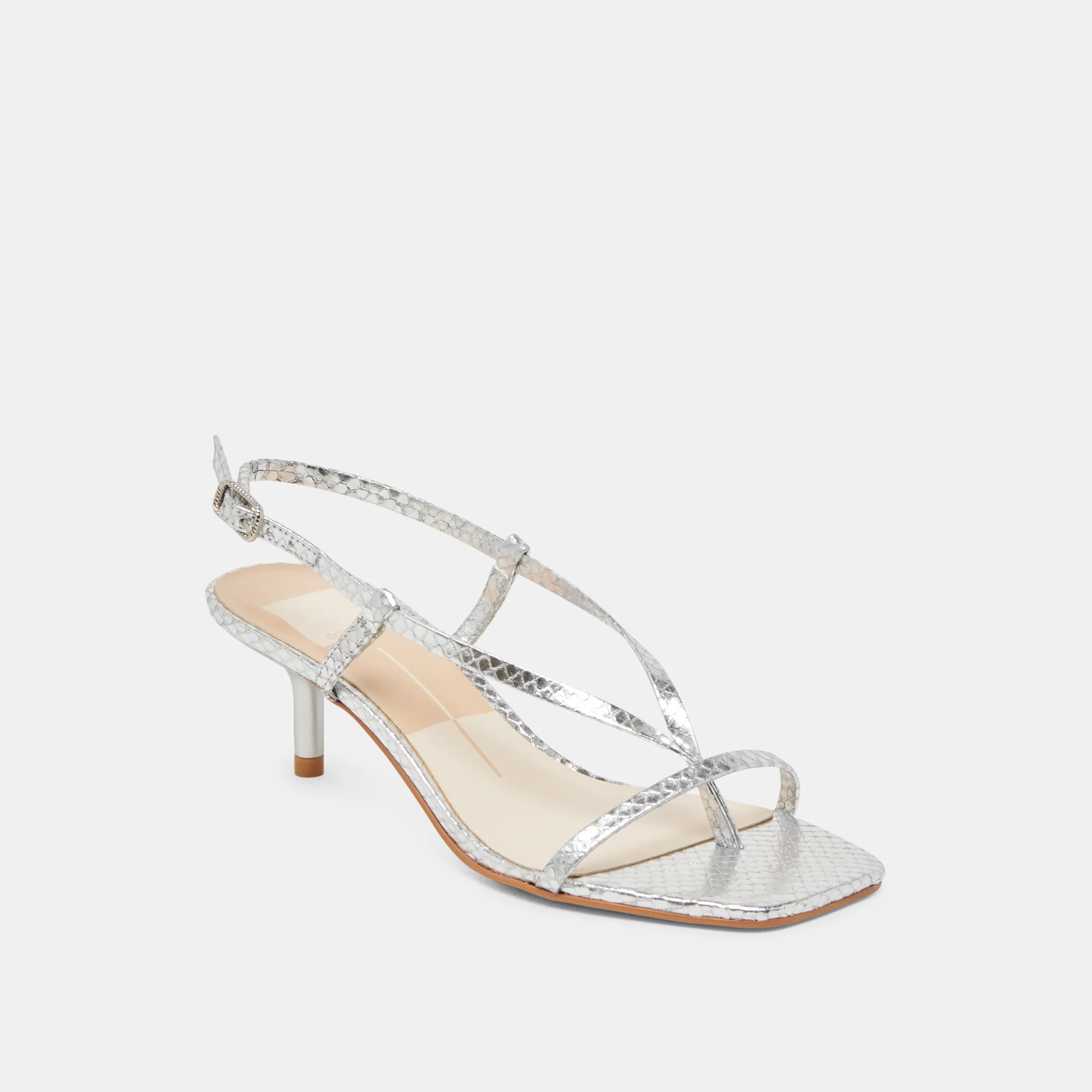 LAURY HEELS SILVER EMBOSSED LEATHER - Image 3