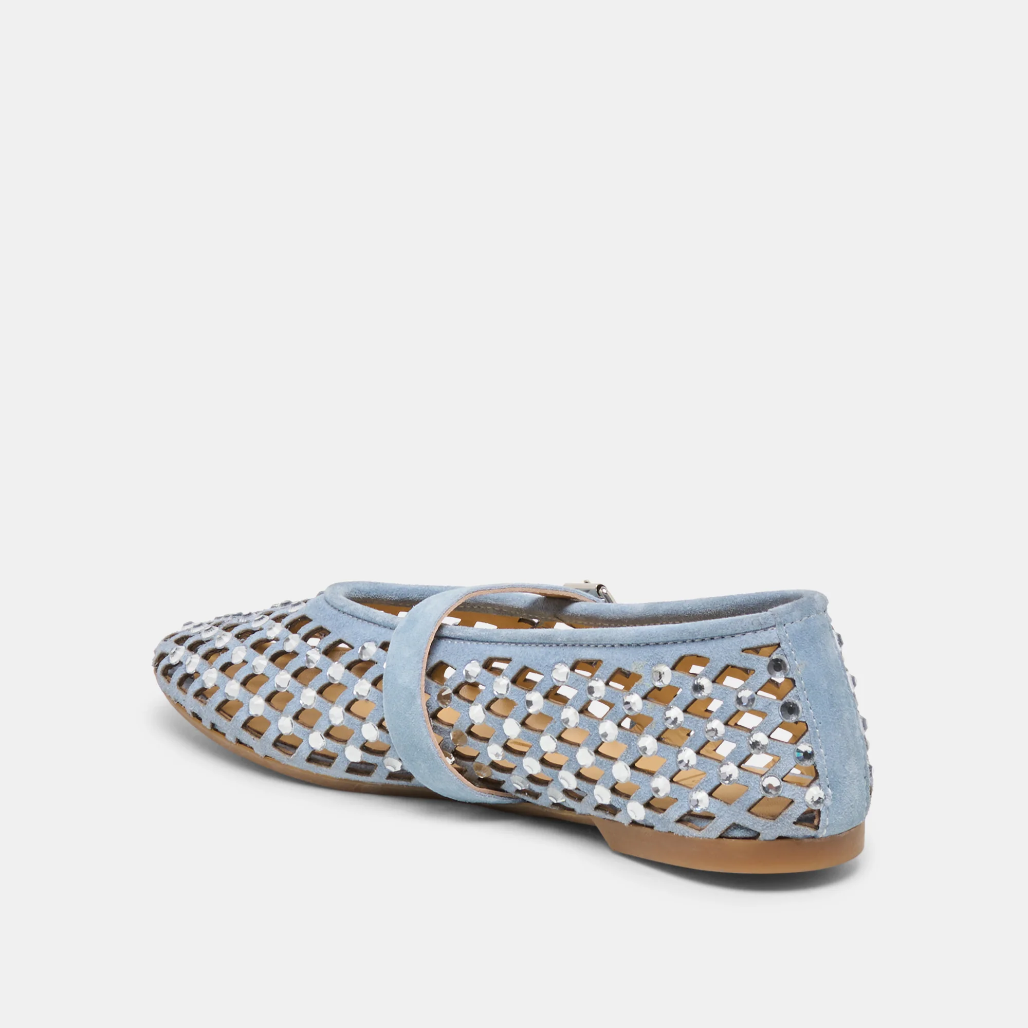 MAVIN RHINESTONE BALLET FLATS BLUE SUEDE - Image 5