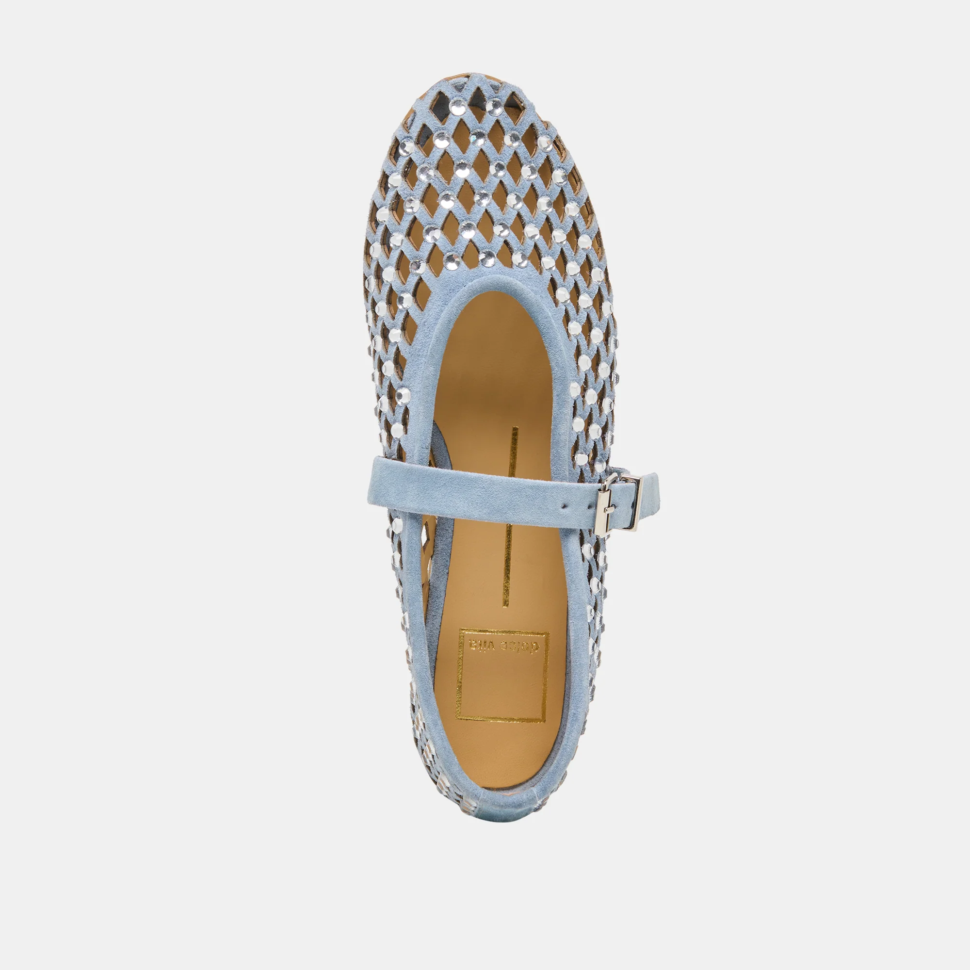 MAVIN RHINESTONE BALLET FLATS BLUE SUEDE - Image 9