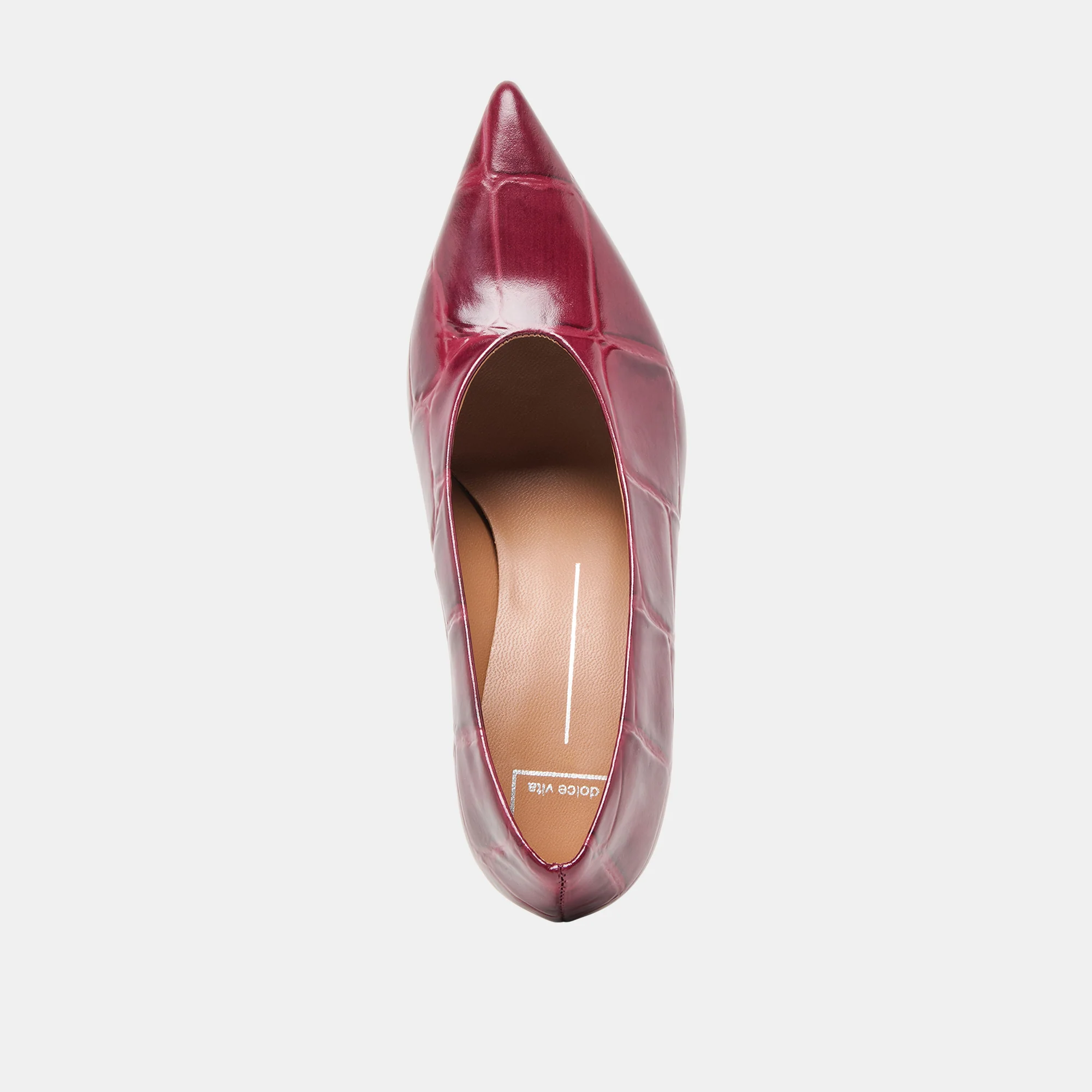 MIDGE HEELS BURGUNDY CROCO EMBOSSED LEATHER - Image 8