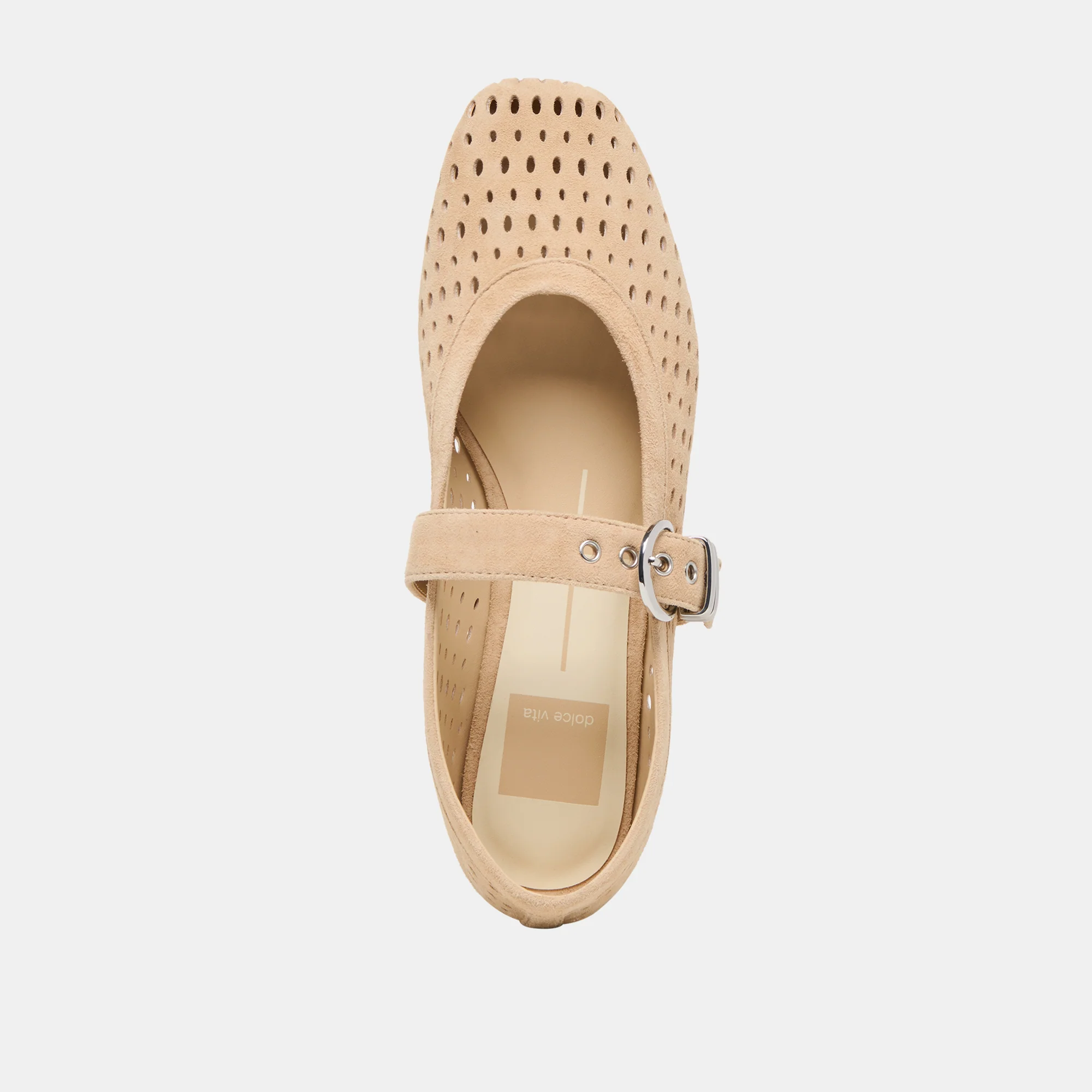MIKEL BALLET FLATS CAMEL PERFORATED SUEDE - Image 10