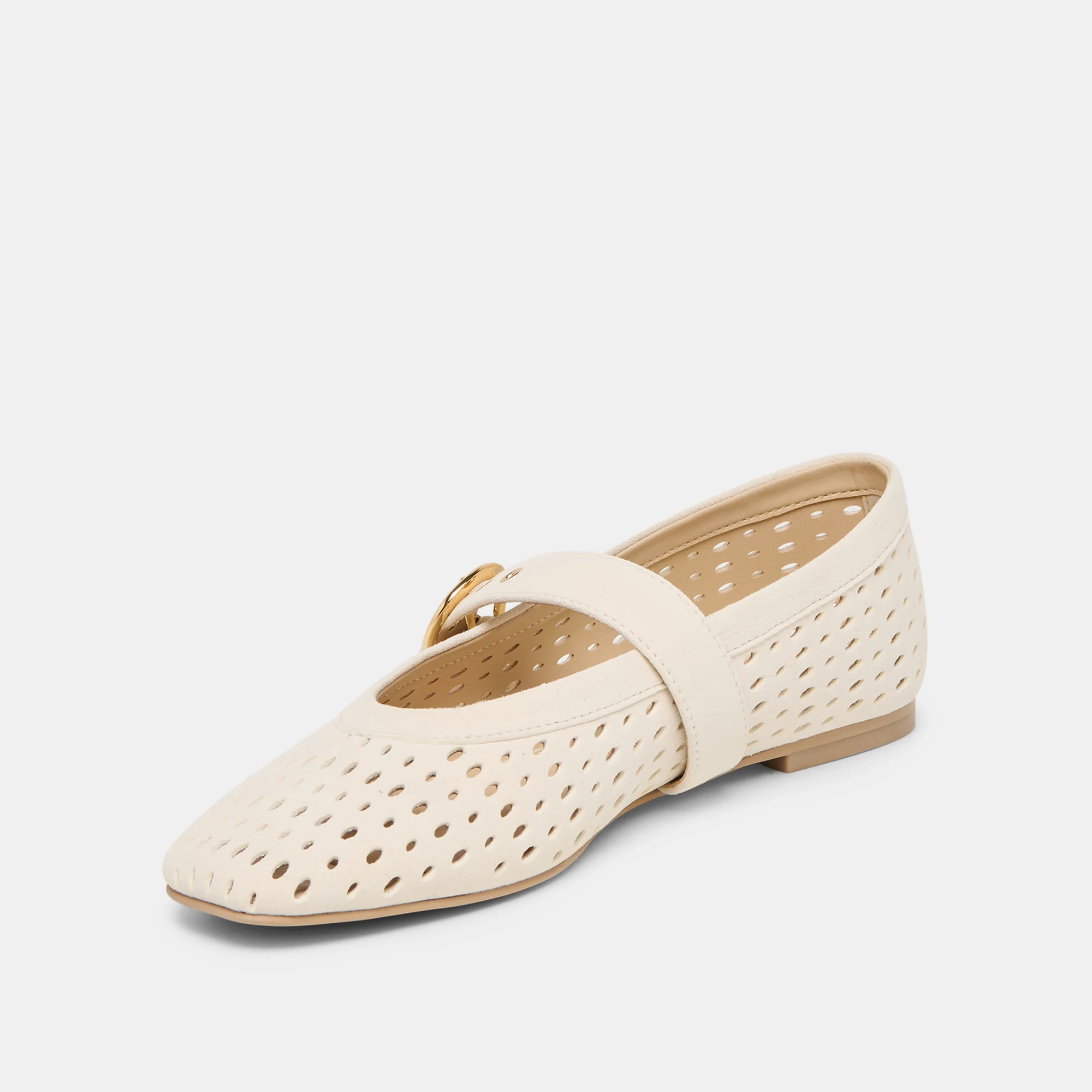 MIKEL BALLET FLATS CREME PERFORATED SUEDE - Image 6