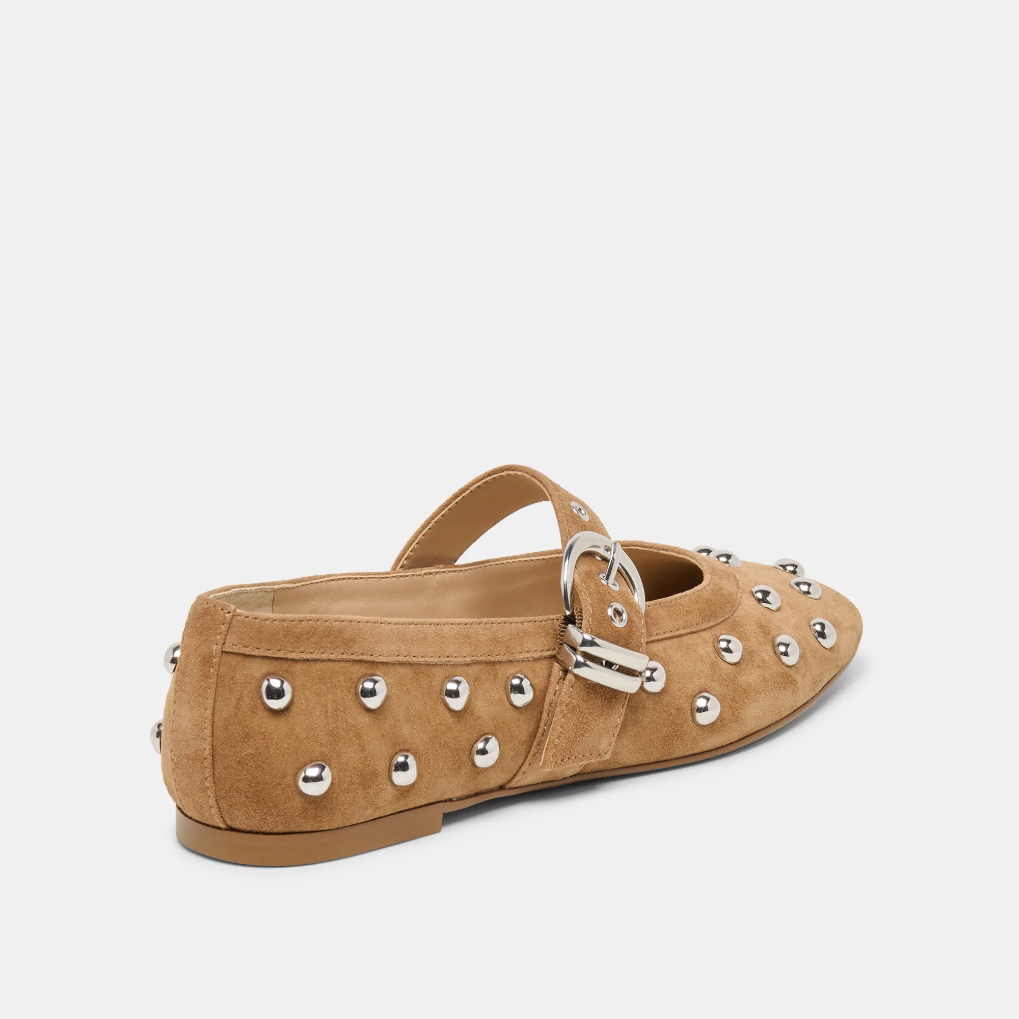 MIKEL STUD BALLET FLATS LT BROWN SUEDE - Image 5