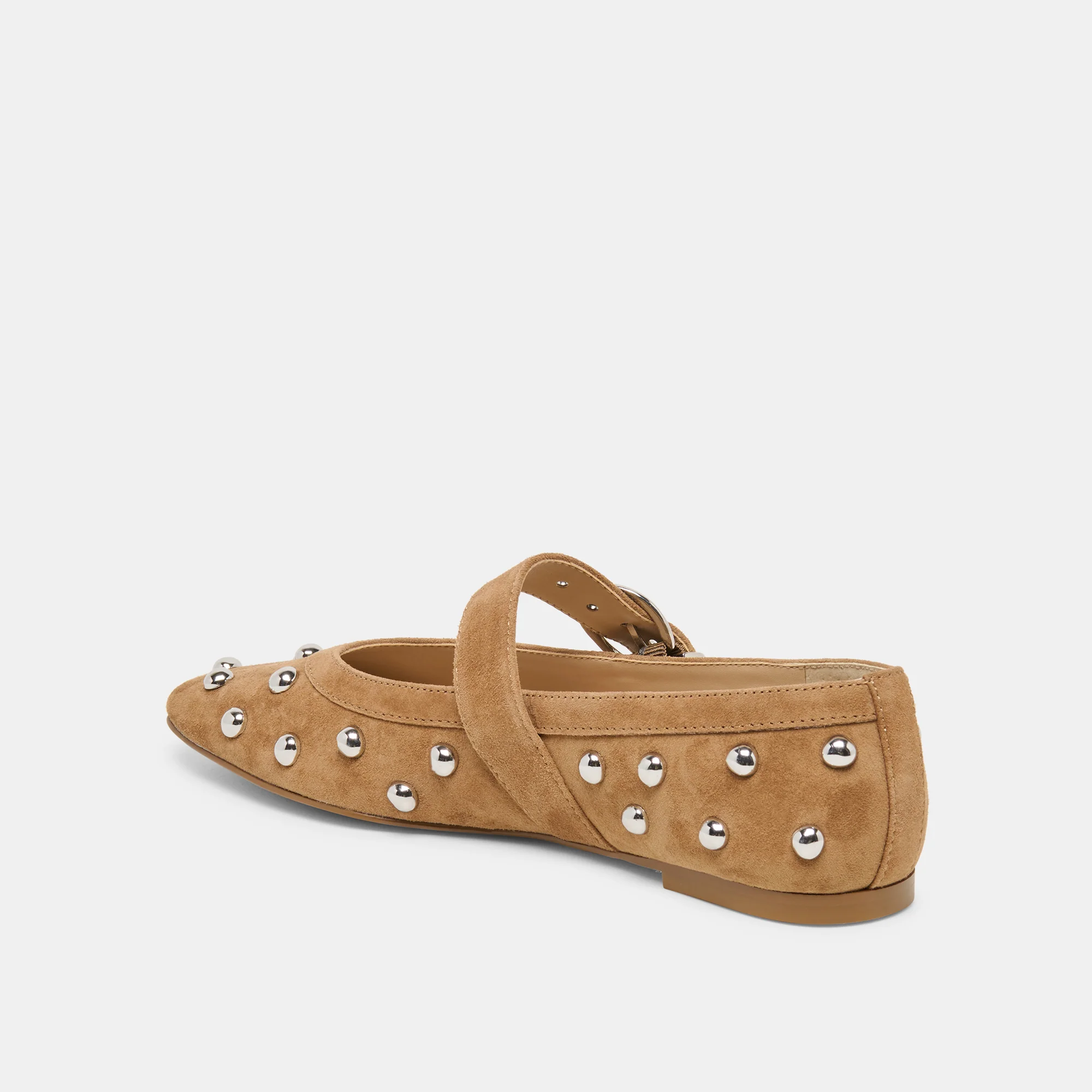 MIKEL STUD BALLET FLATS LT BROWN SUEDE - Image 7