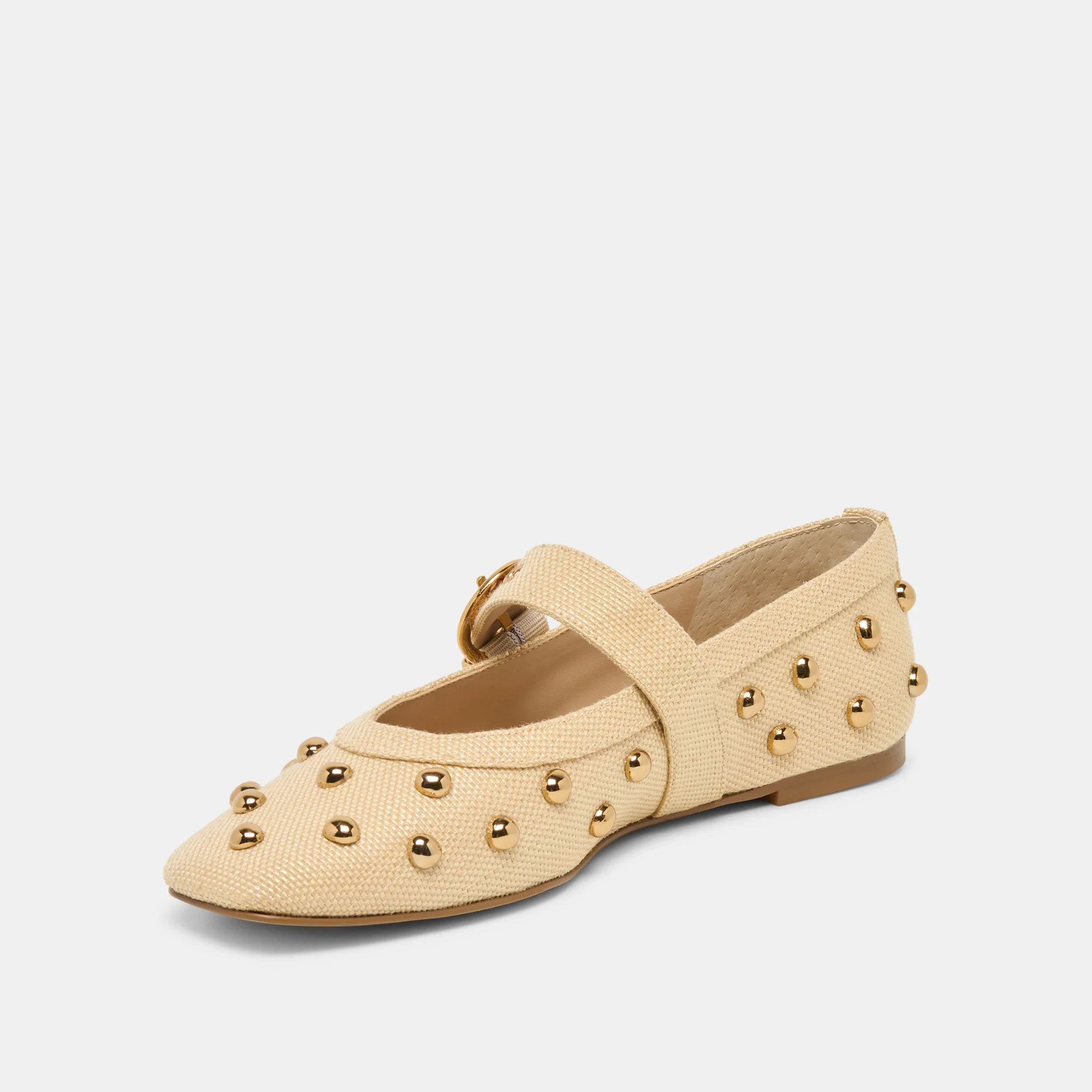 MIKEL STUD BALLET FLATS LT NATURAL RAFFIA - Image 7