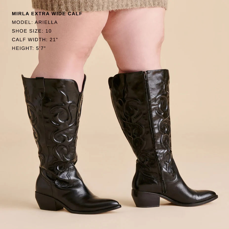 MIRLA EXTRA WIDE CALF BOOTS BLACK LEATHER - Image 4