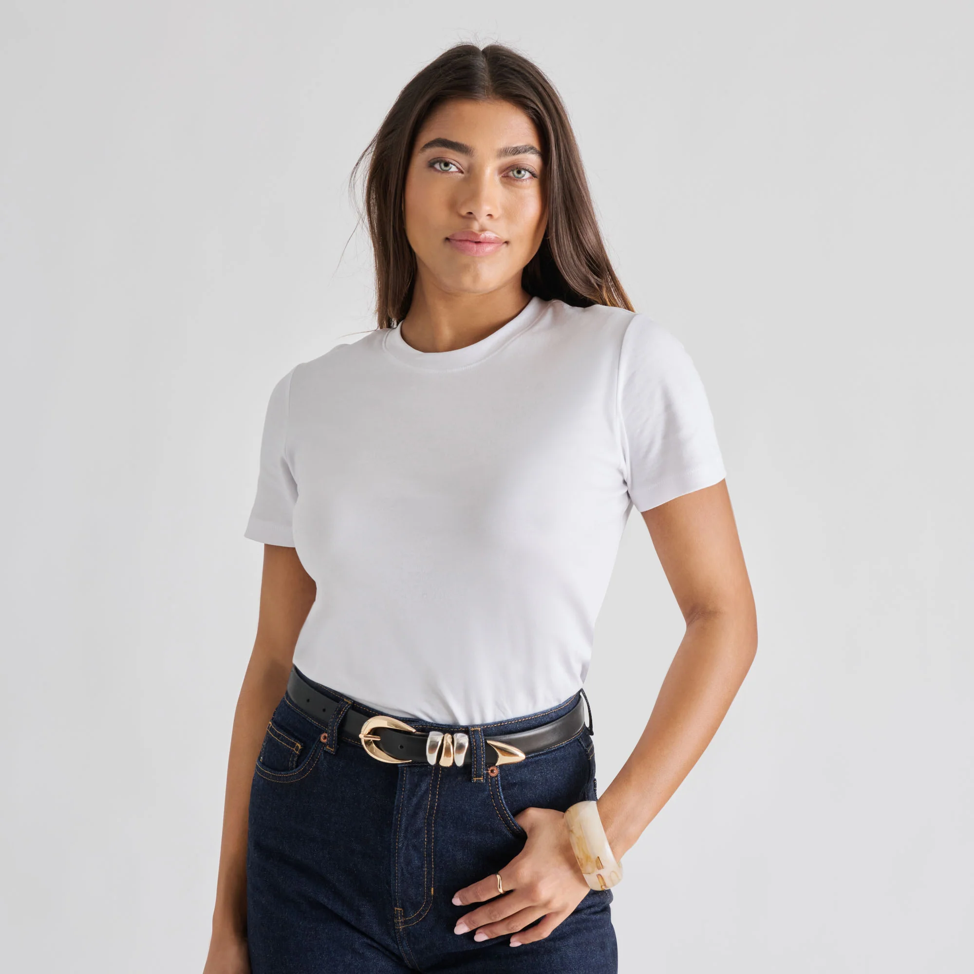 MIXED METAL BUCKLE BELT BLACK - Image 4