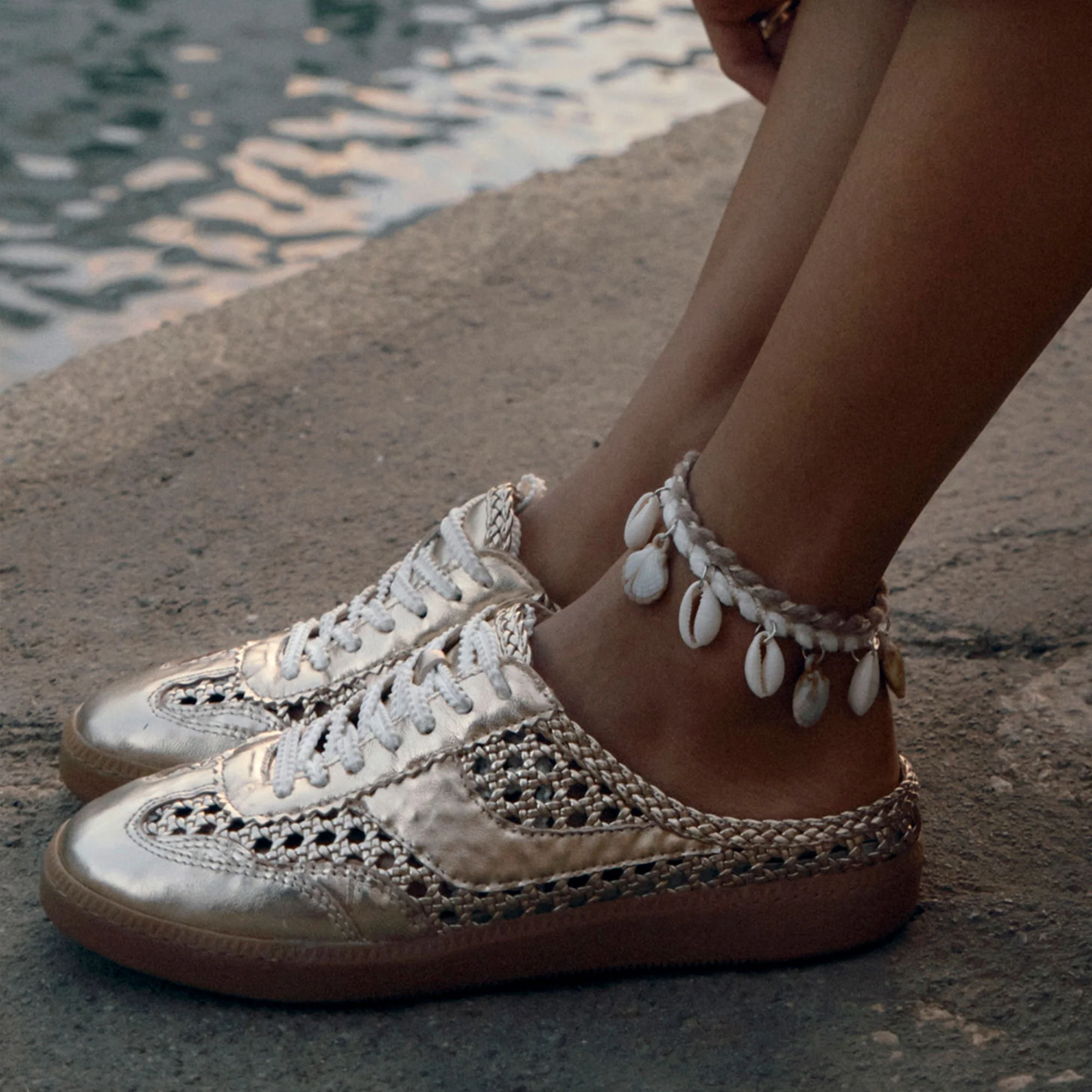 NOTICE SLIDE WOVEN SNEAKERS GOLD WOVEN STELLA - Image 4