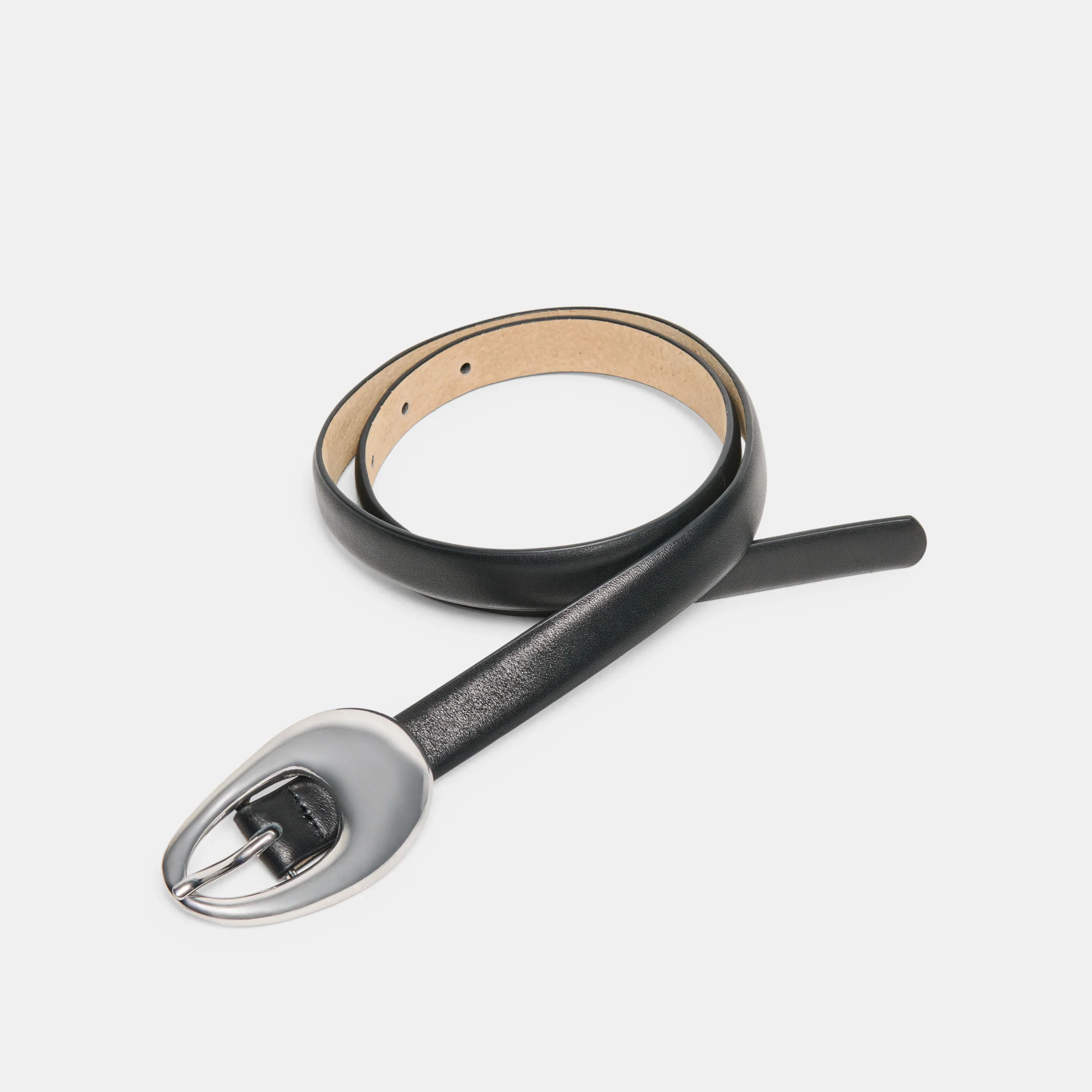 ORGANIC OVAL BUCKLE BELT BLACK SILVER - Image 5