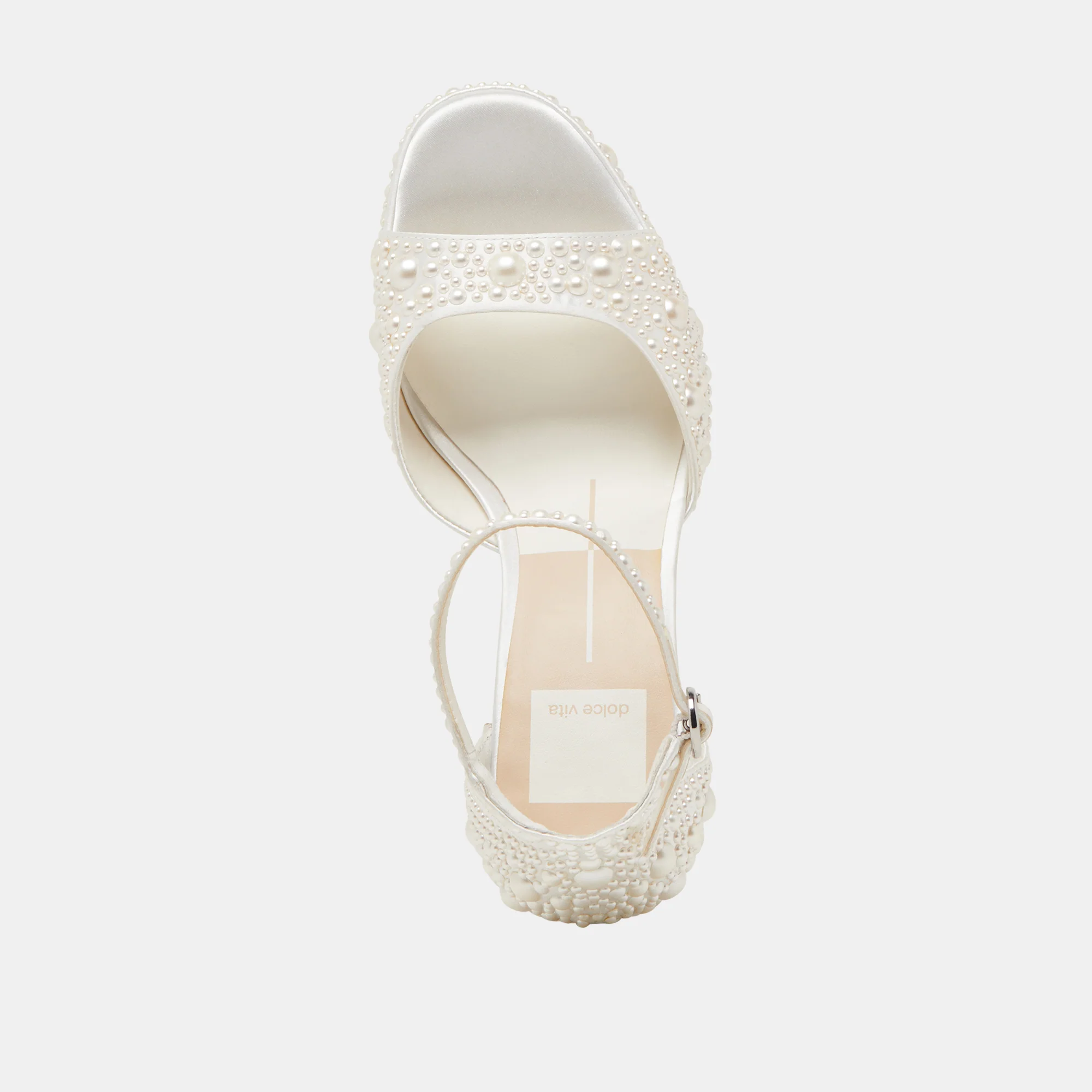 PANDRO PEARL HEELS TRUE WHITE SATIN - Image 10