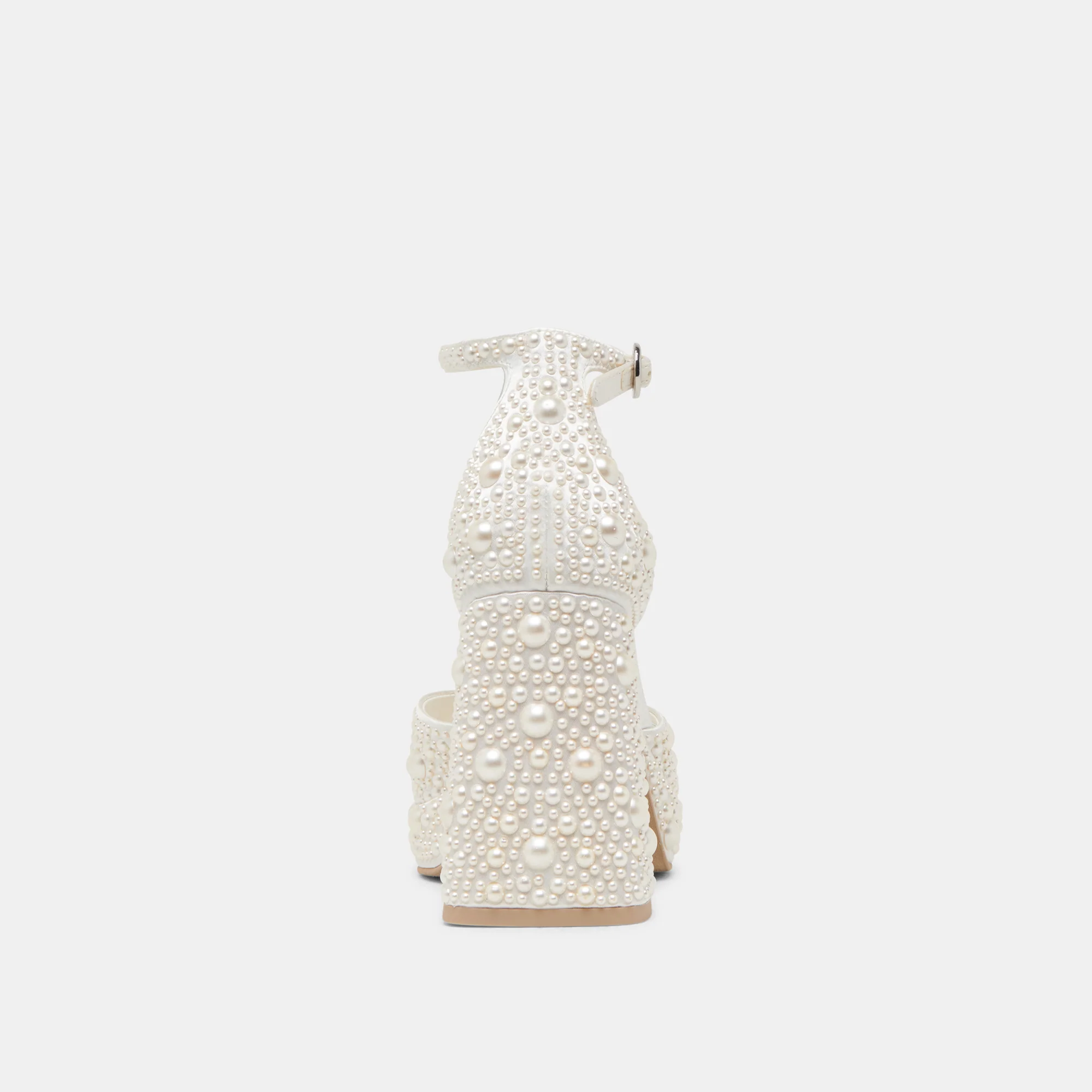 PANDRO PEARL HEELS TRUE WHITE SATIN - Image 9