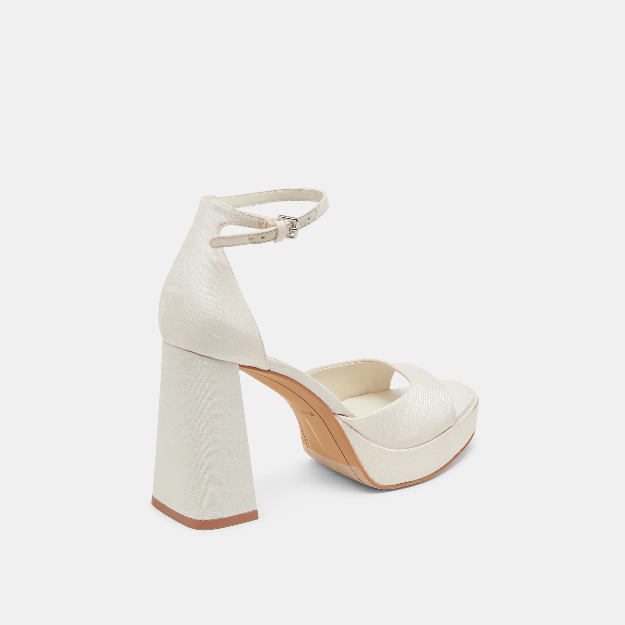 PANDRO WIDE HEELS WHITE SATIN - Image 3