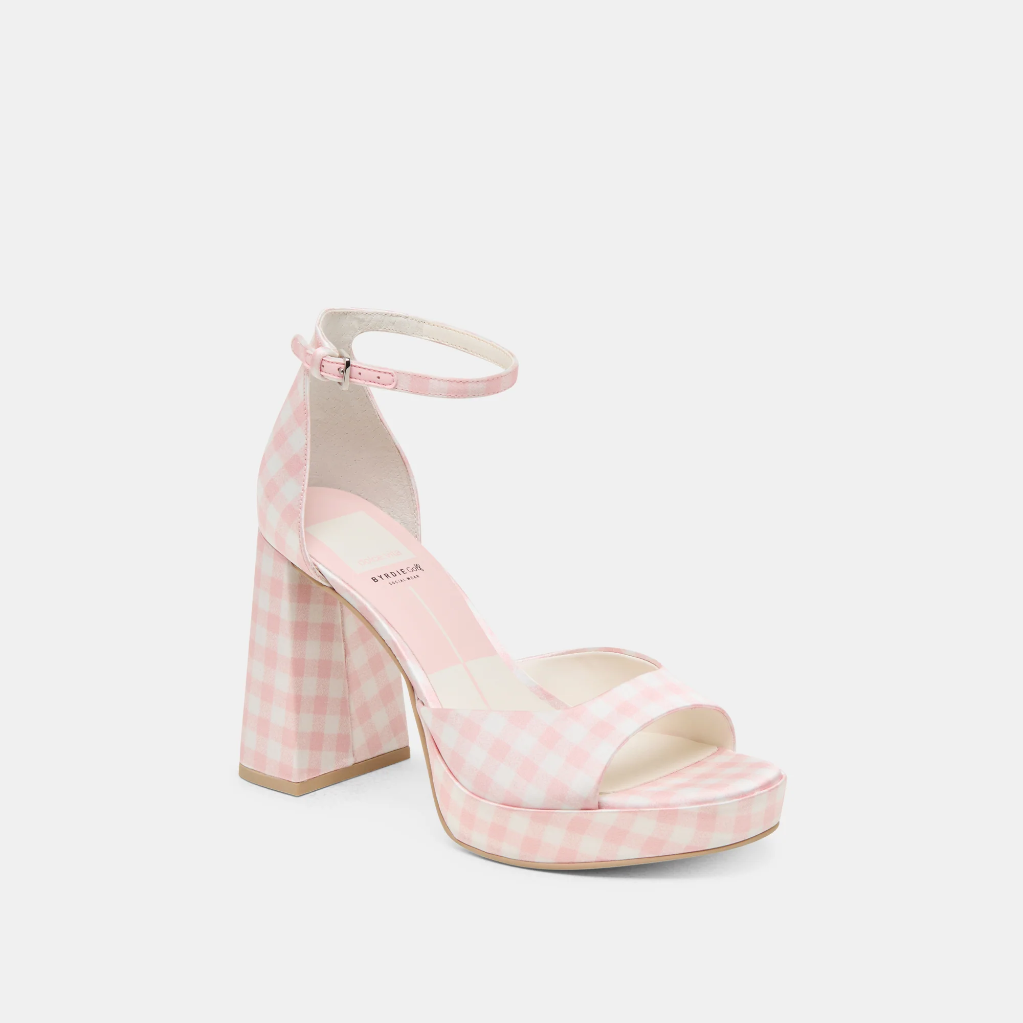 PANDRO X BYRDIE GOLF HEELS PINK PLAID GINGHAM - Image 3