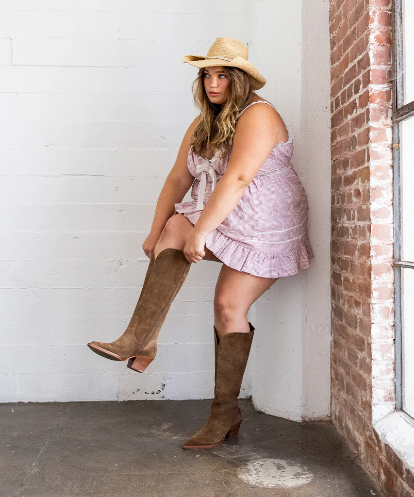RAJ EXTRA WIDE CALF BOOTS BROWN SUEDE - Image 14