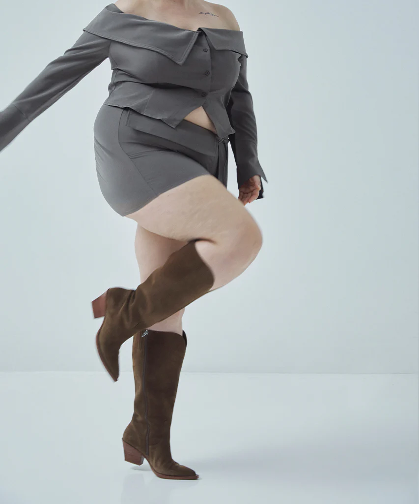 RAJ EXTRA WIDE CALF BOOTS BROWN SUEDE - Image 4
