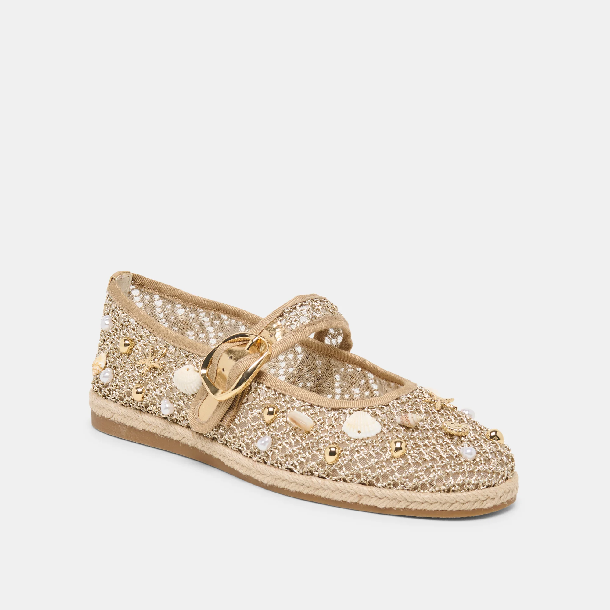 RALPH BALLET FLATS GOLD BEADED RAFFIA - Image 2