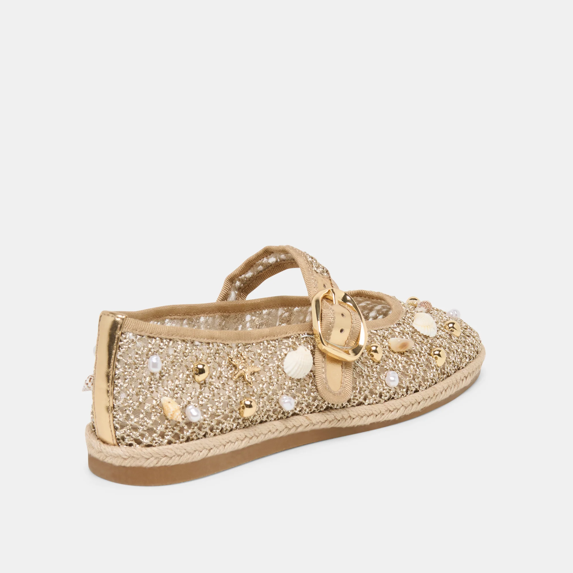 RALPH BALLET FLATS GOLD BEADED RAFFIA - Image 3