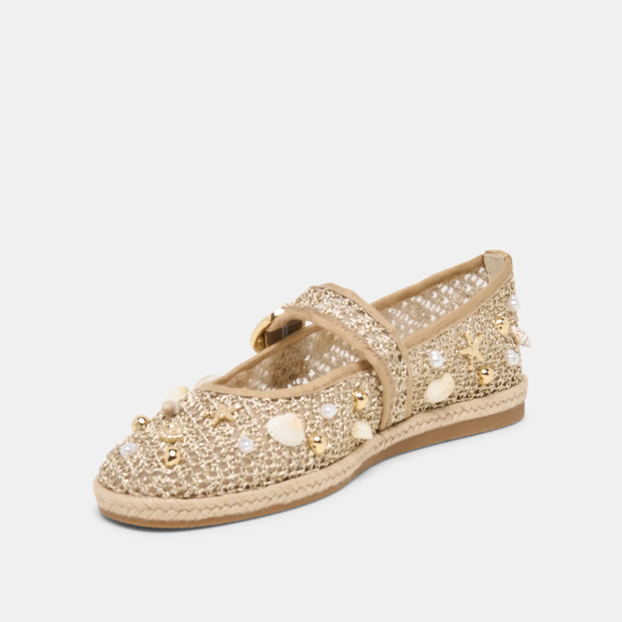 RALPH BALLET FLATS GOLD BEADED RAFFIA - Image 4