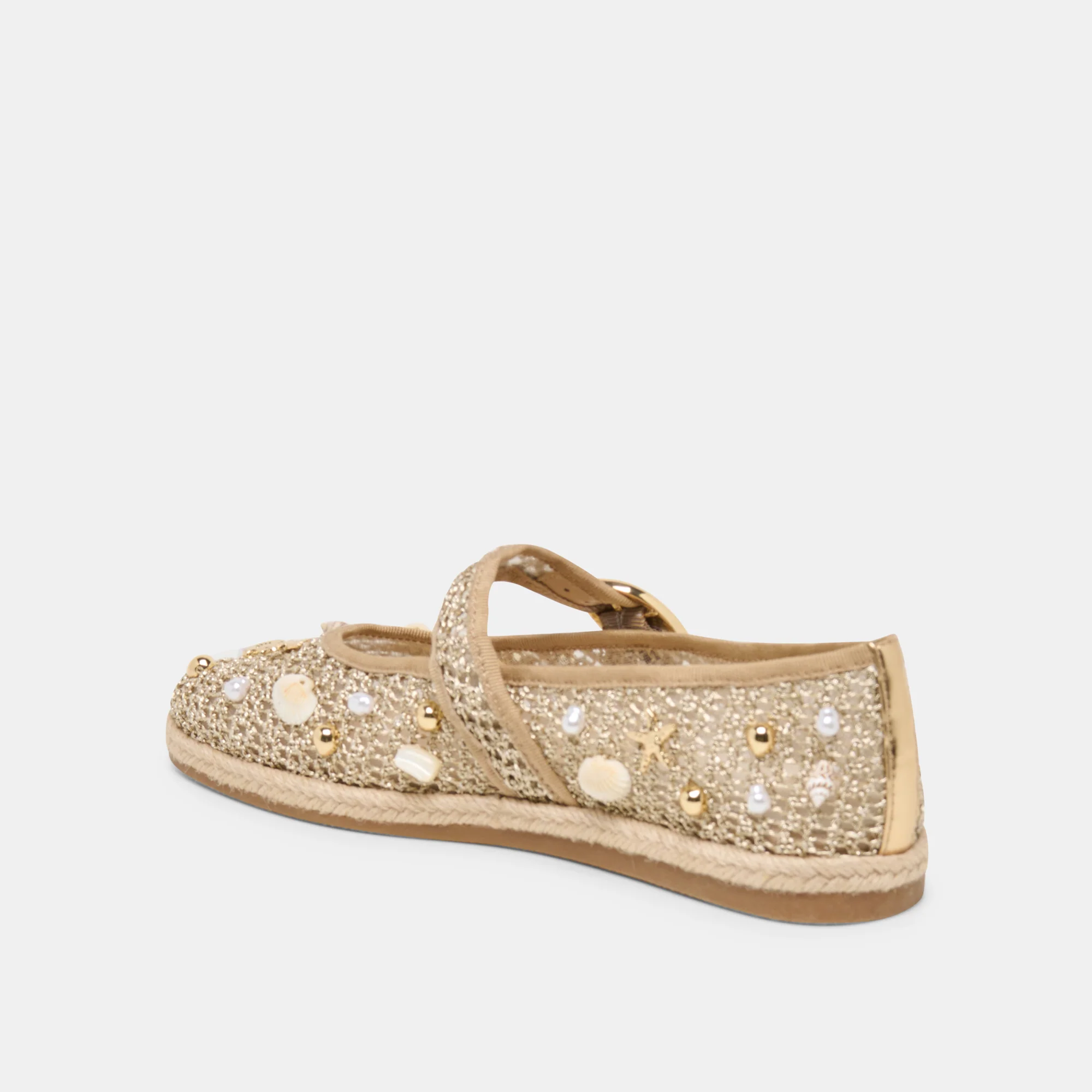 RALPH BALLET FLATS GOLD BEADED RAFFIA - Image 5