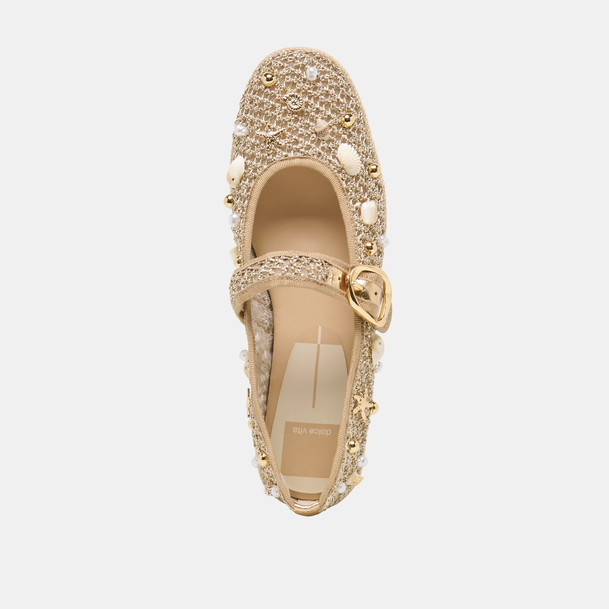 RALPH BALLET FLATS GOLD BEADED RAFFIA - Image 8