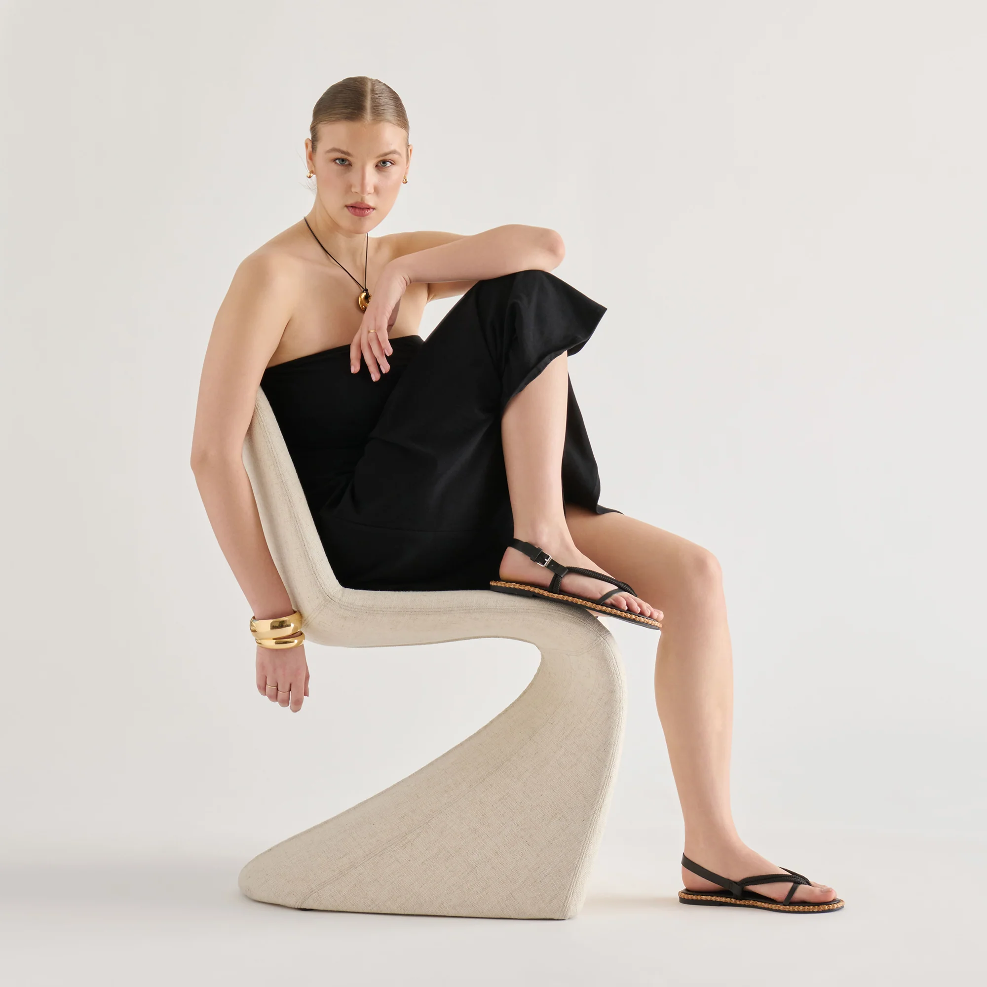 REED SANDALS BLACK LEATHER - Image 4