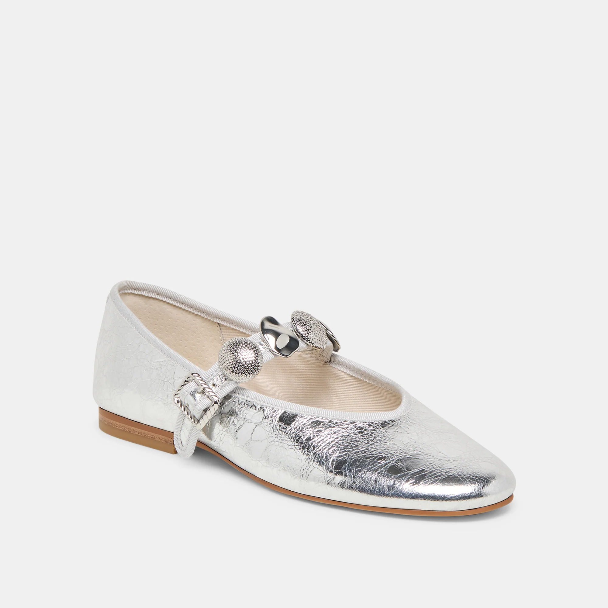 RELAN BALLET FLATS SILVER DISTRESSED LEATHER - Image 2