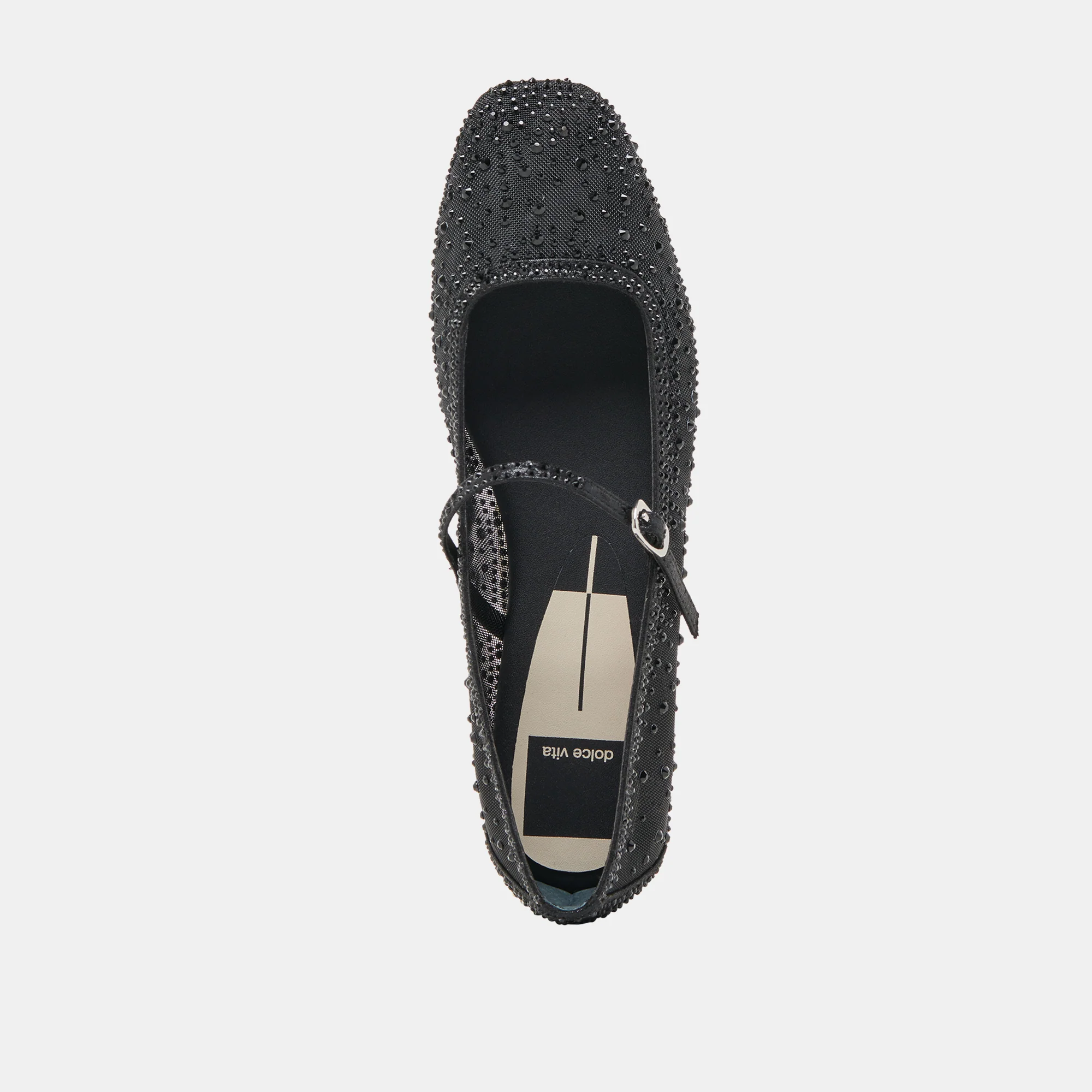 REYES CRYSTAL BALLET FLATS BLACK MESH - Image 9