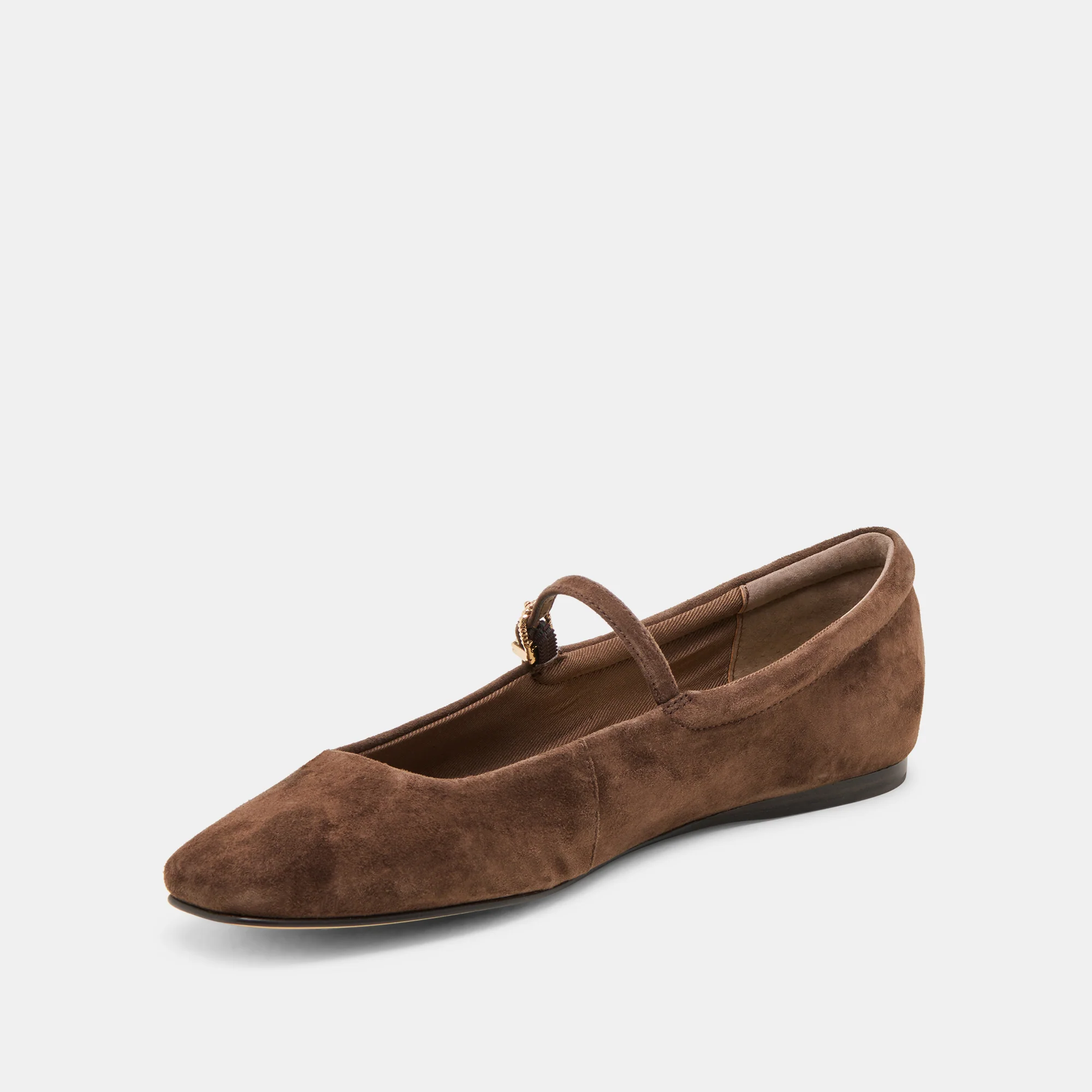 REYES WIDE BALLET FLATS DK BROWN SUEDE - Image 4