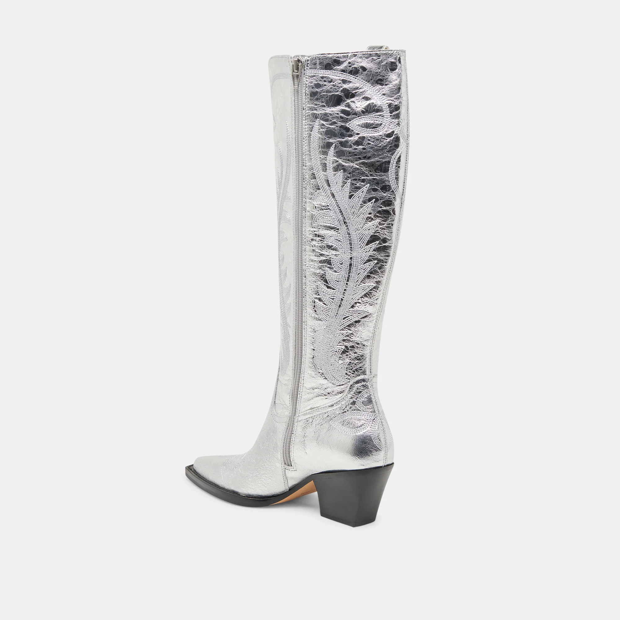 RYATT EXTRA WIDE CALF BOOTS SILVER DISTRESSED LEATHER - Image 7