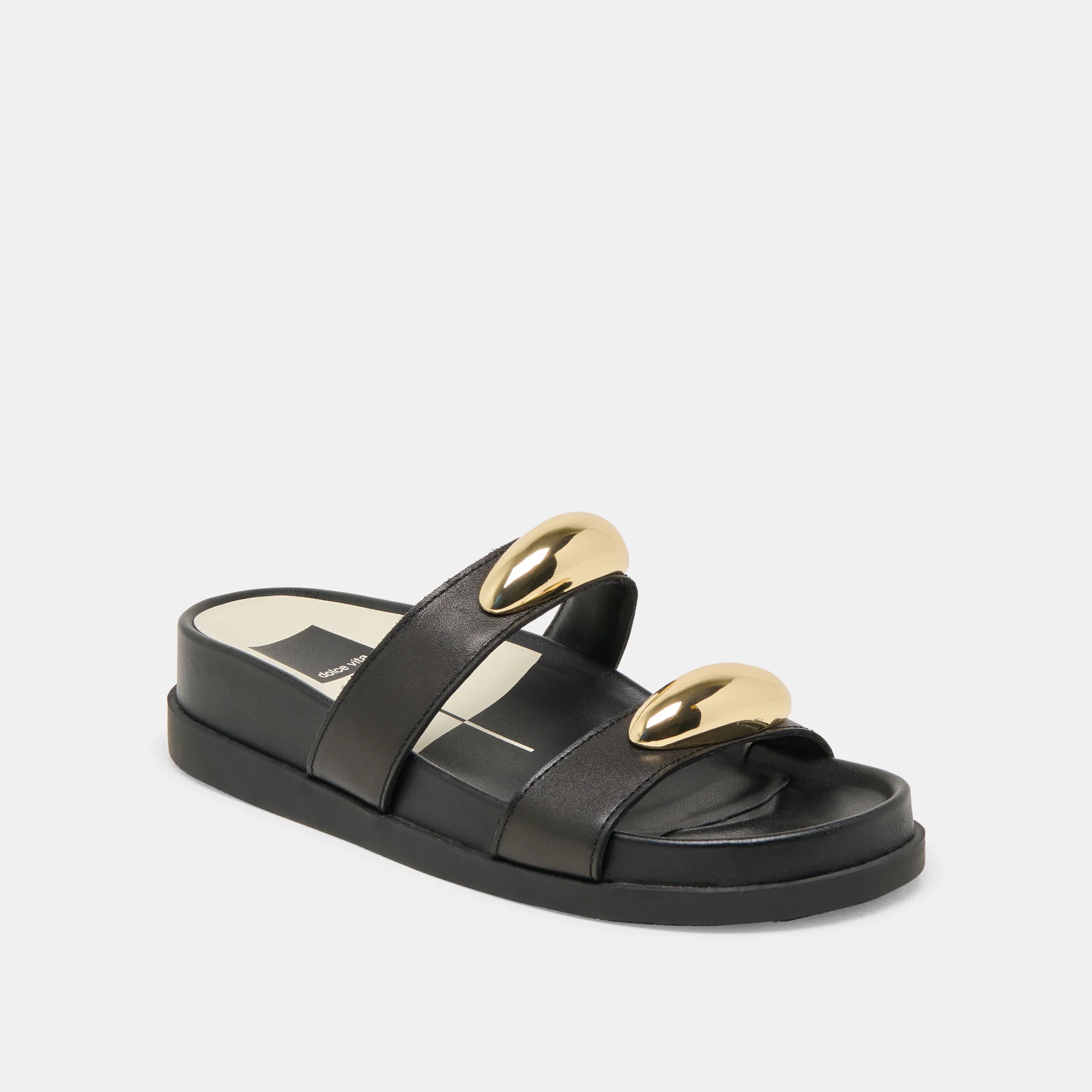SATINE SANDALS BLACK LEATHER - Image 3