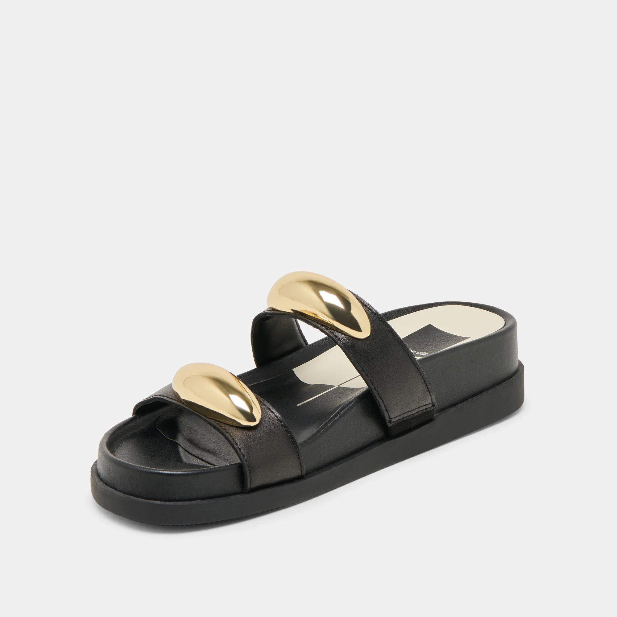 SATINE SANDALS BLACK LEATHER - Image 6